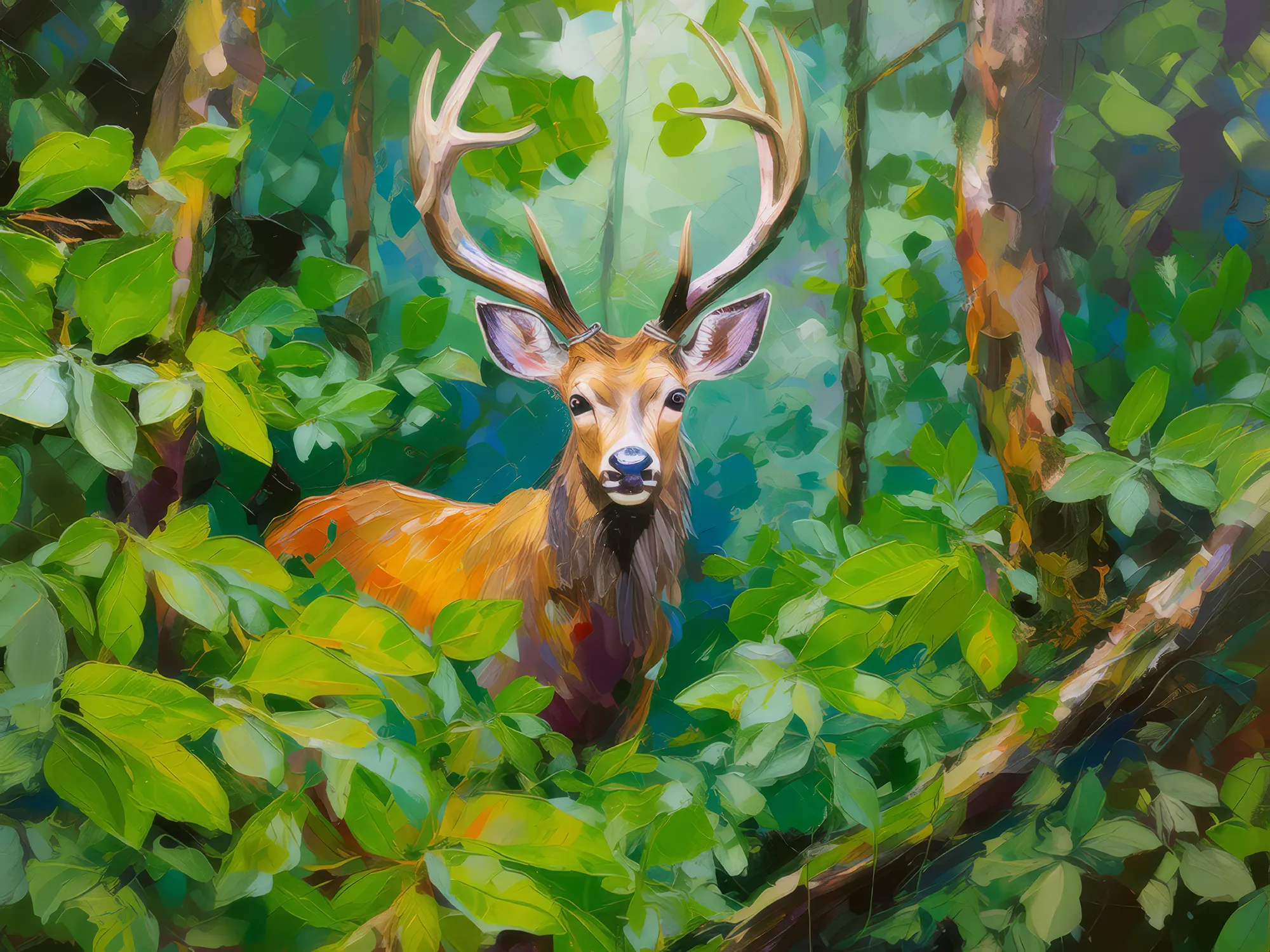 Painting: Deer Amongst Foliage