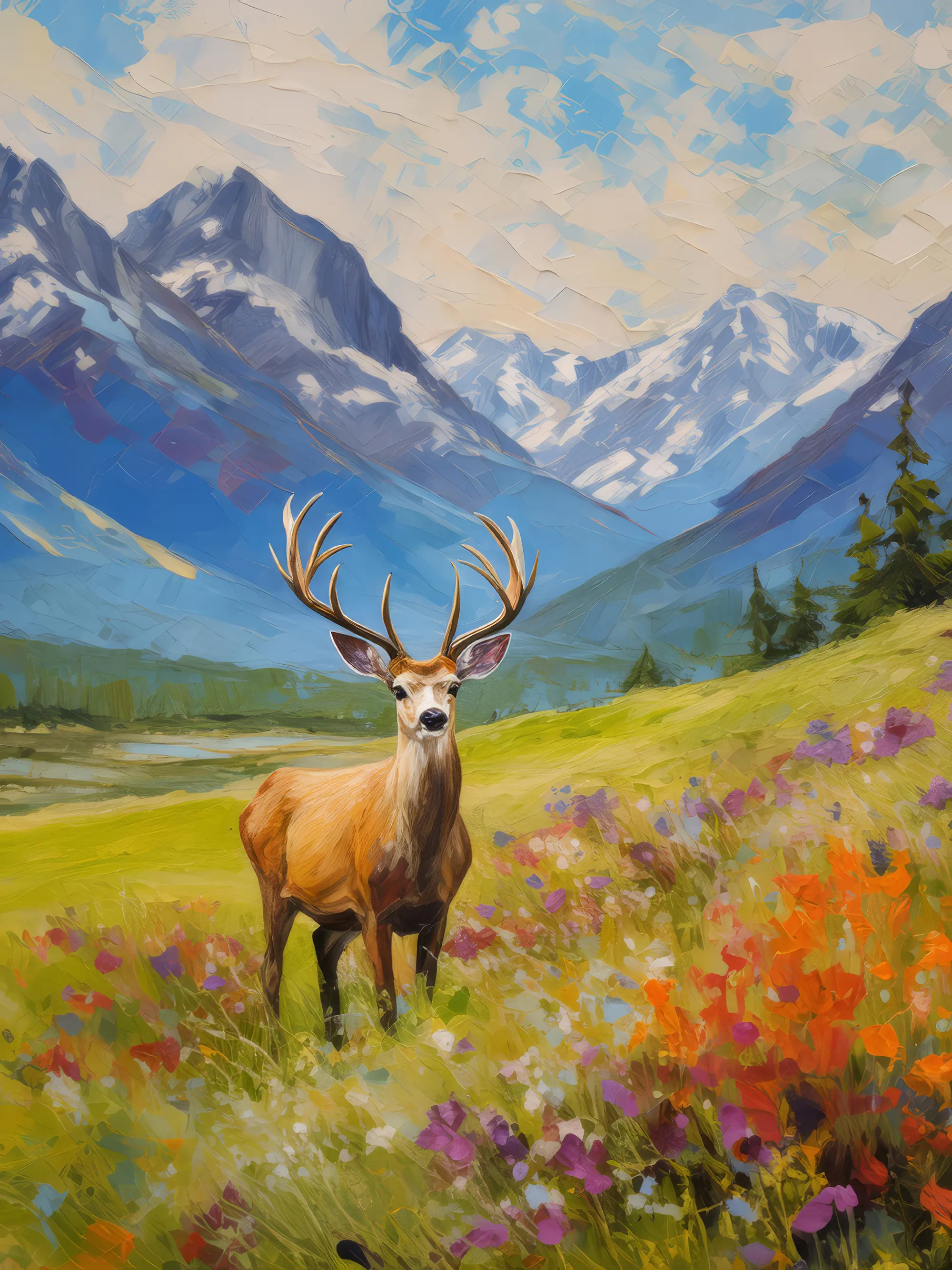 Painting: Deer in Tundra