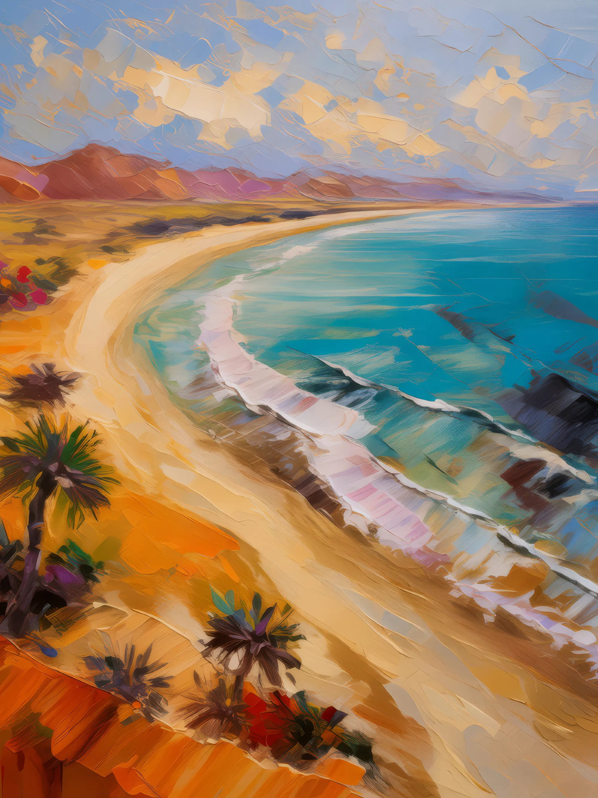 Painting: Desert Beach Aerial View