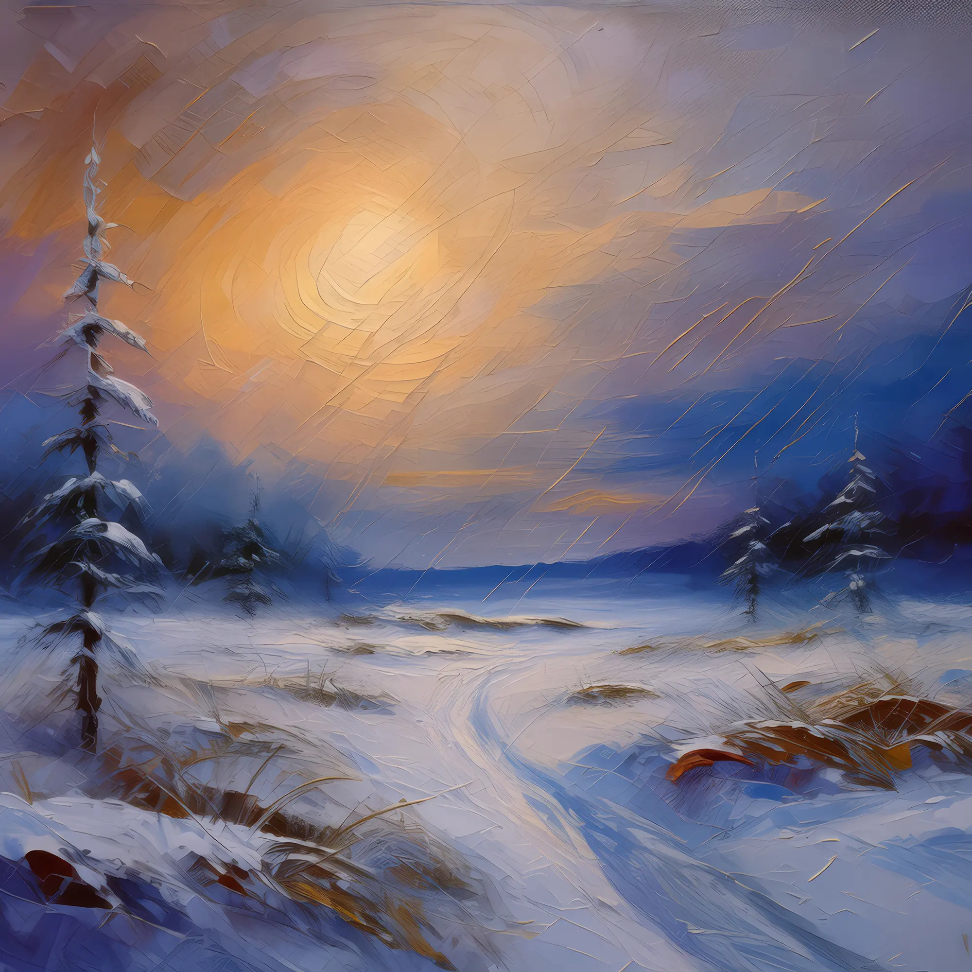 Painting: Desert Blizzard at Dusk