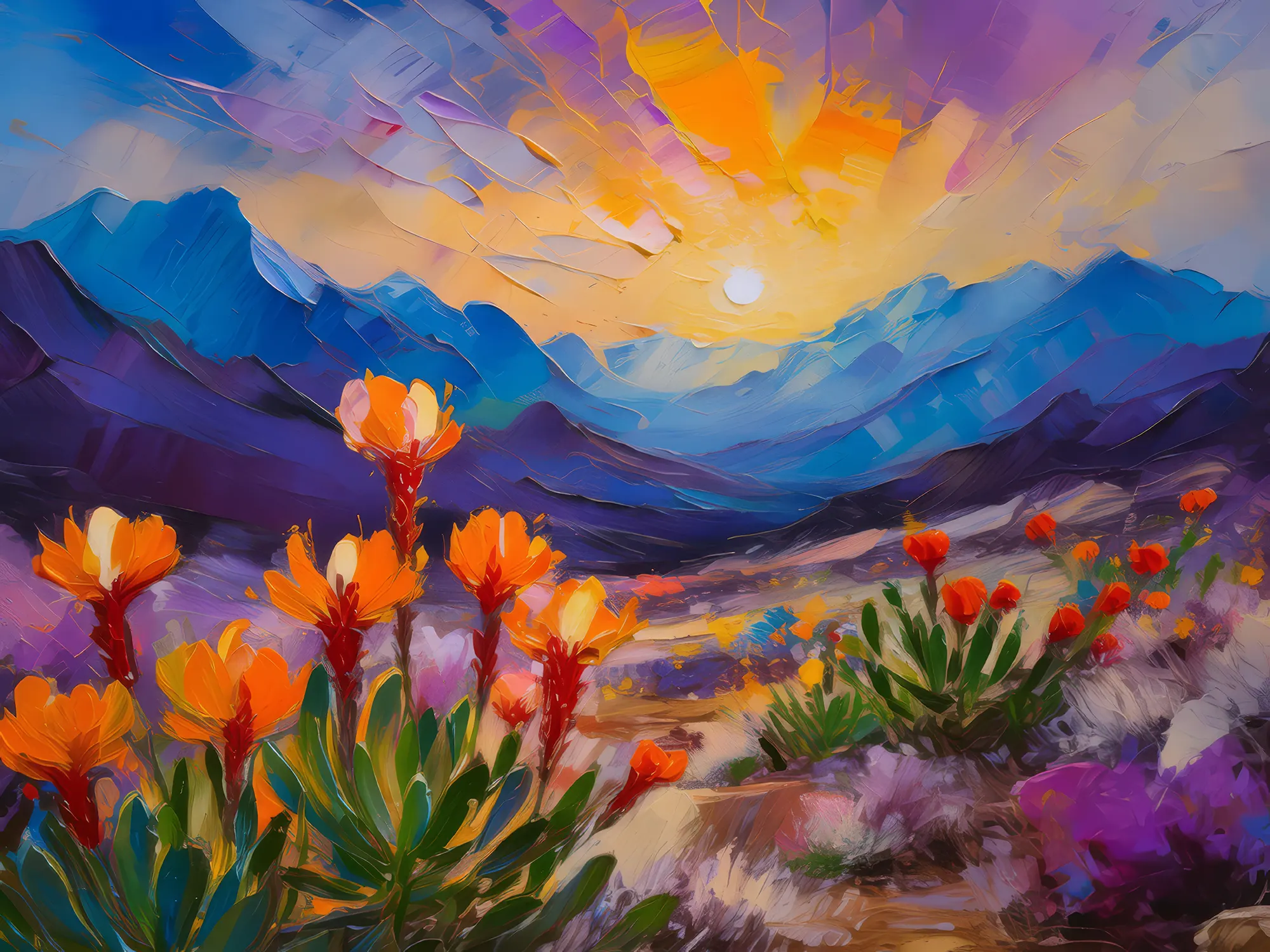 Painting: Desert Blooms at Dusk