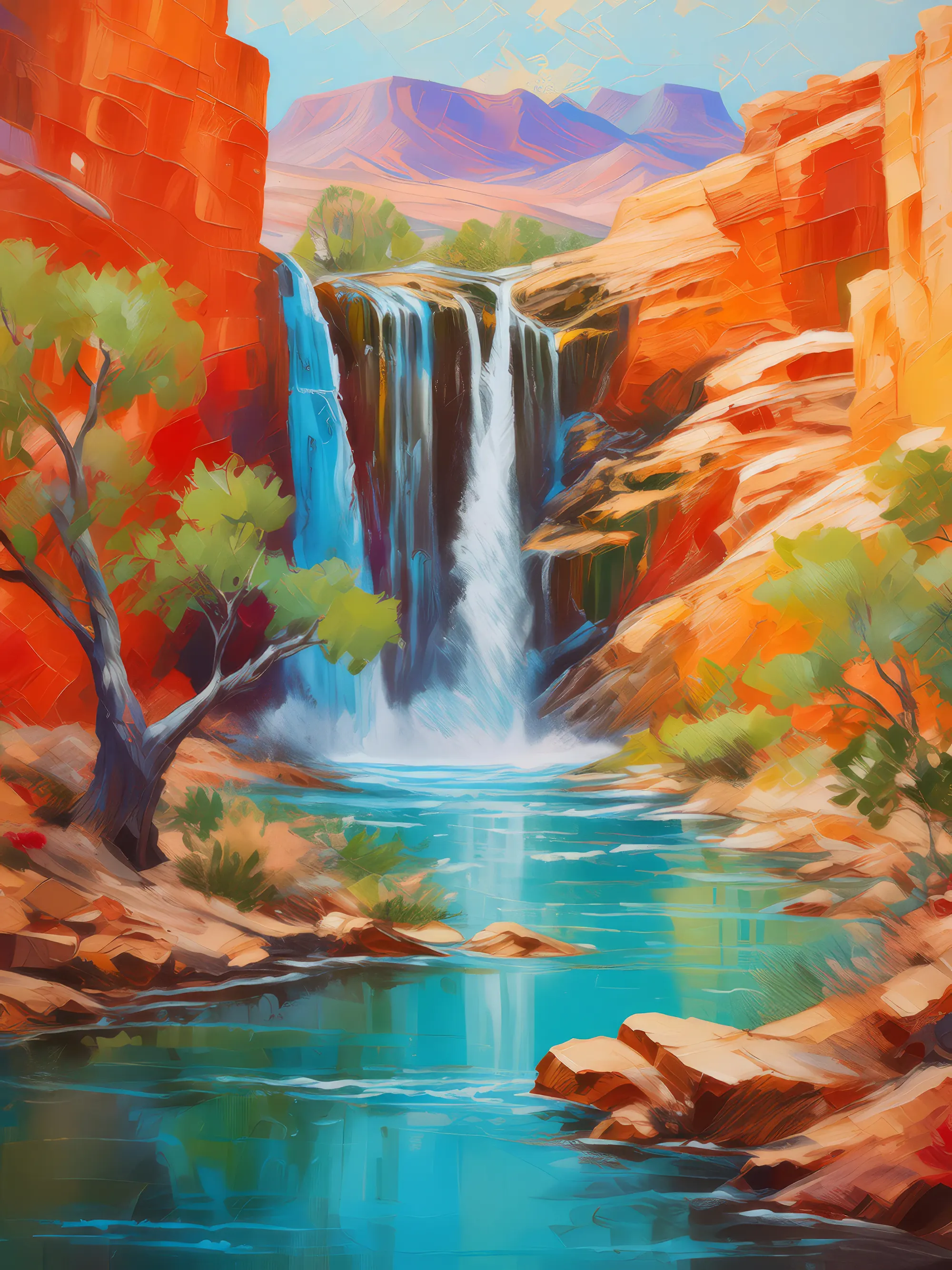 Painting: Desert Canyon Waterfall