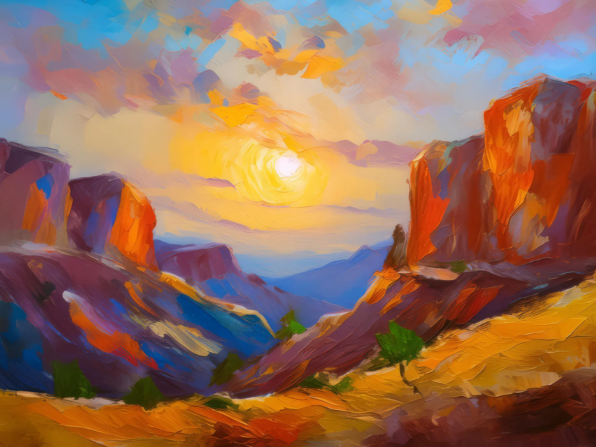 Painting: Desert Cliffs at Sunset