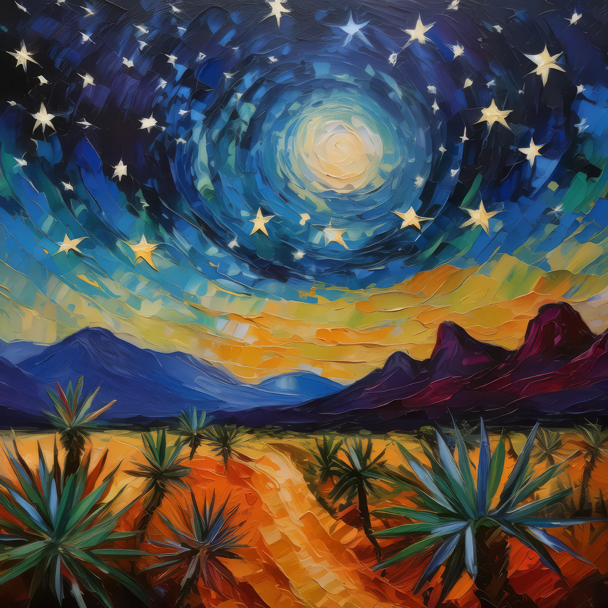 Painting: Desert Mountain Night