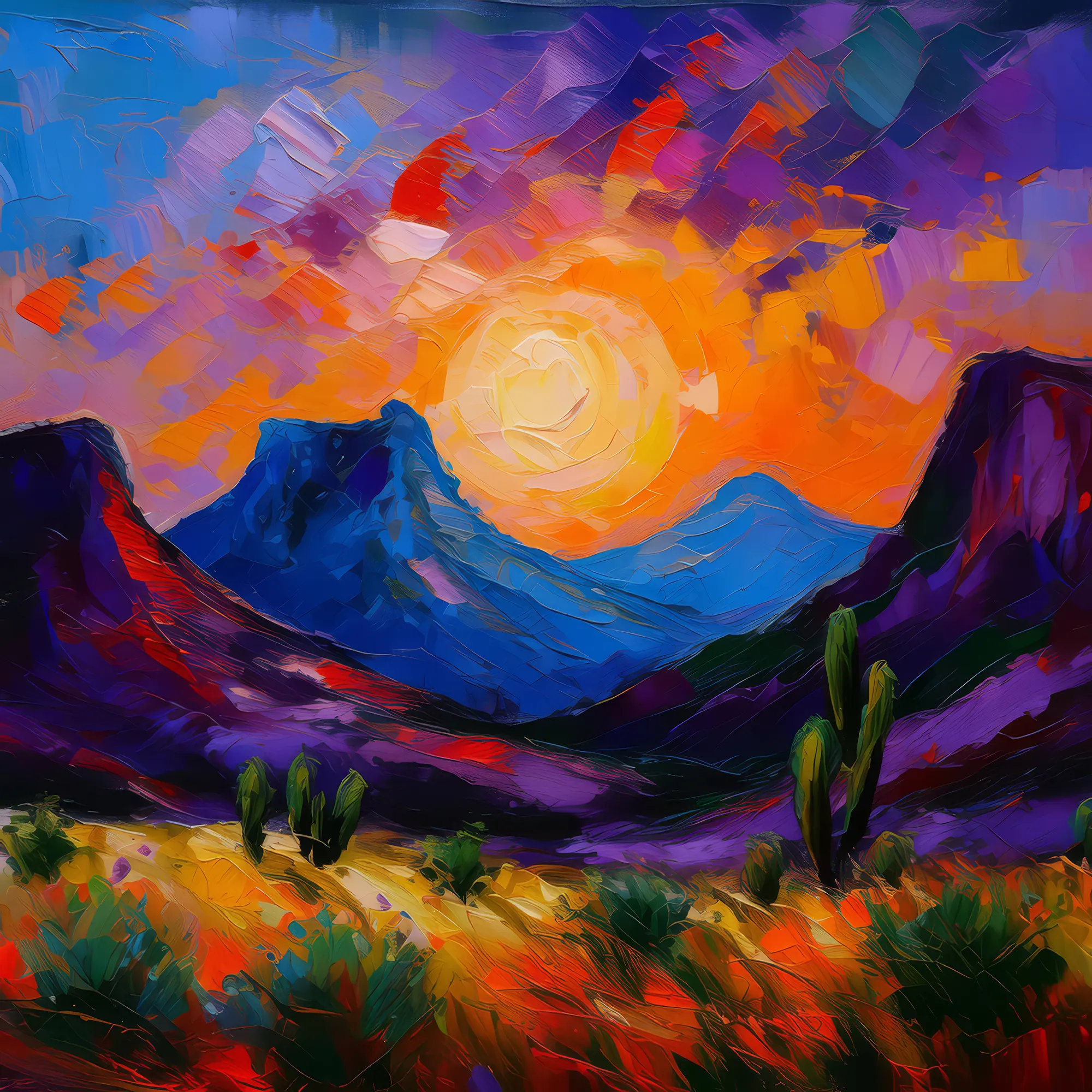 Painting: Desert Mountain Silhouette