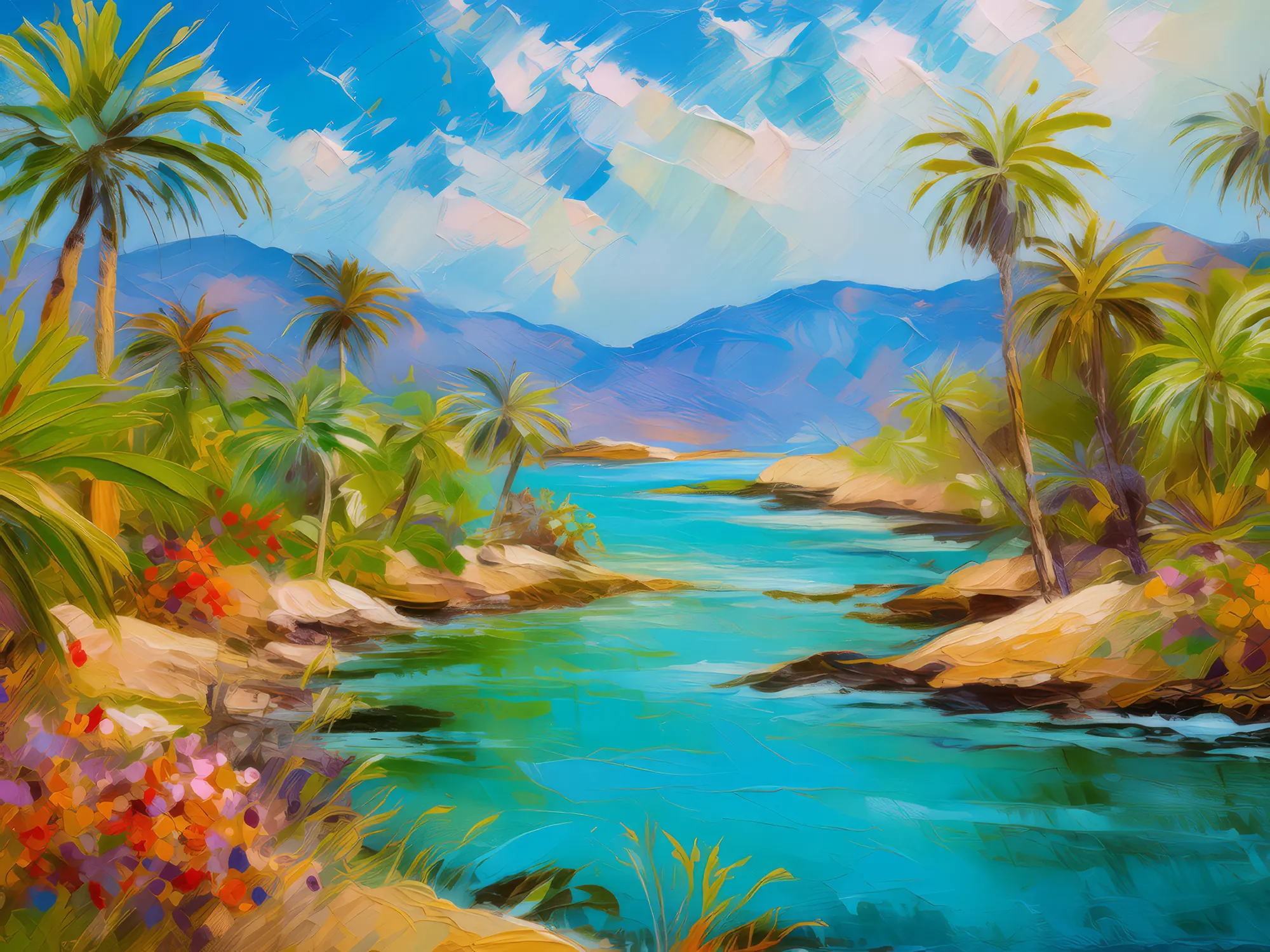 Painting: Desert Oasis by the Ocean