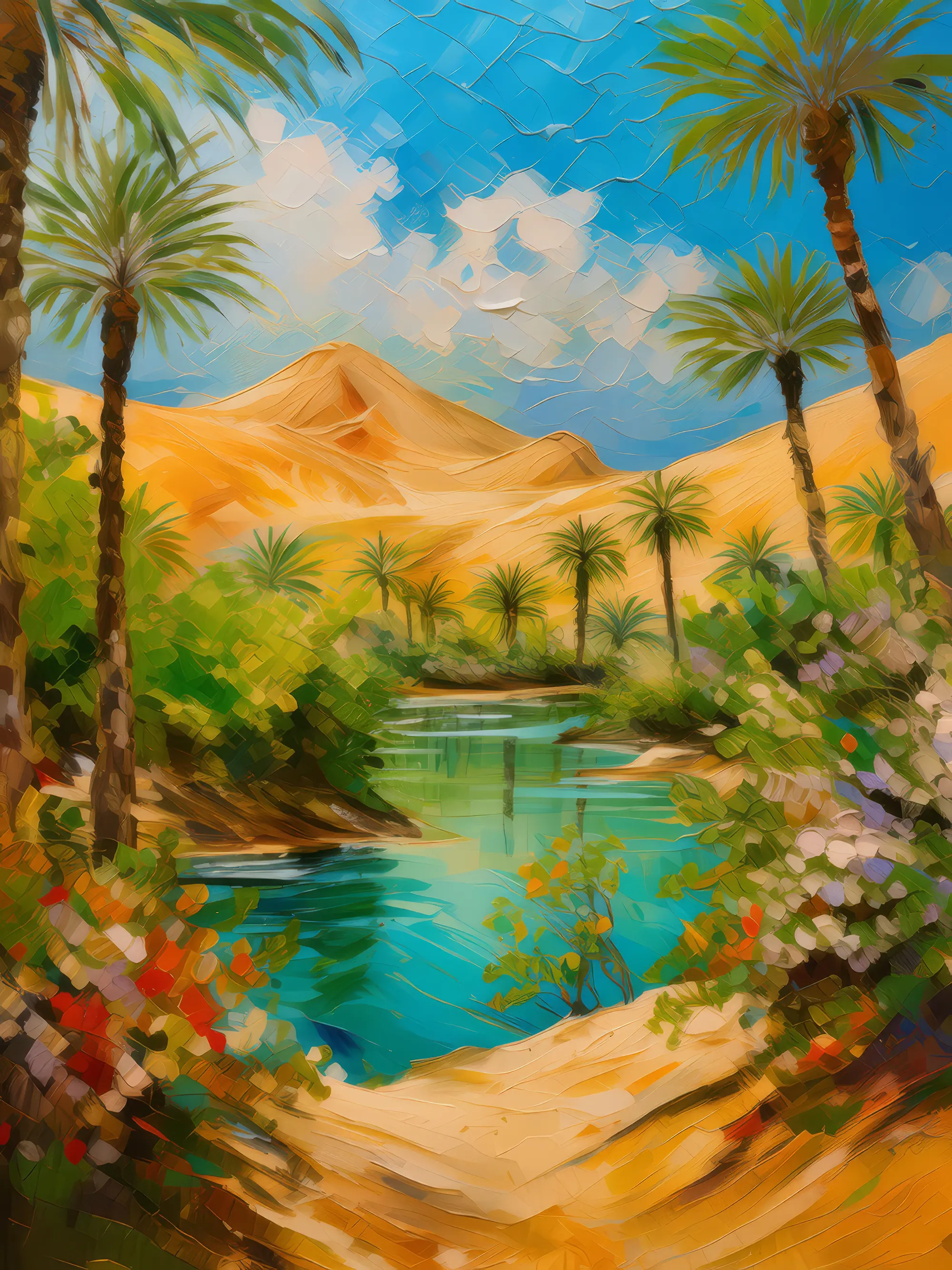 Painting: Desert Oasis in Dunes