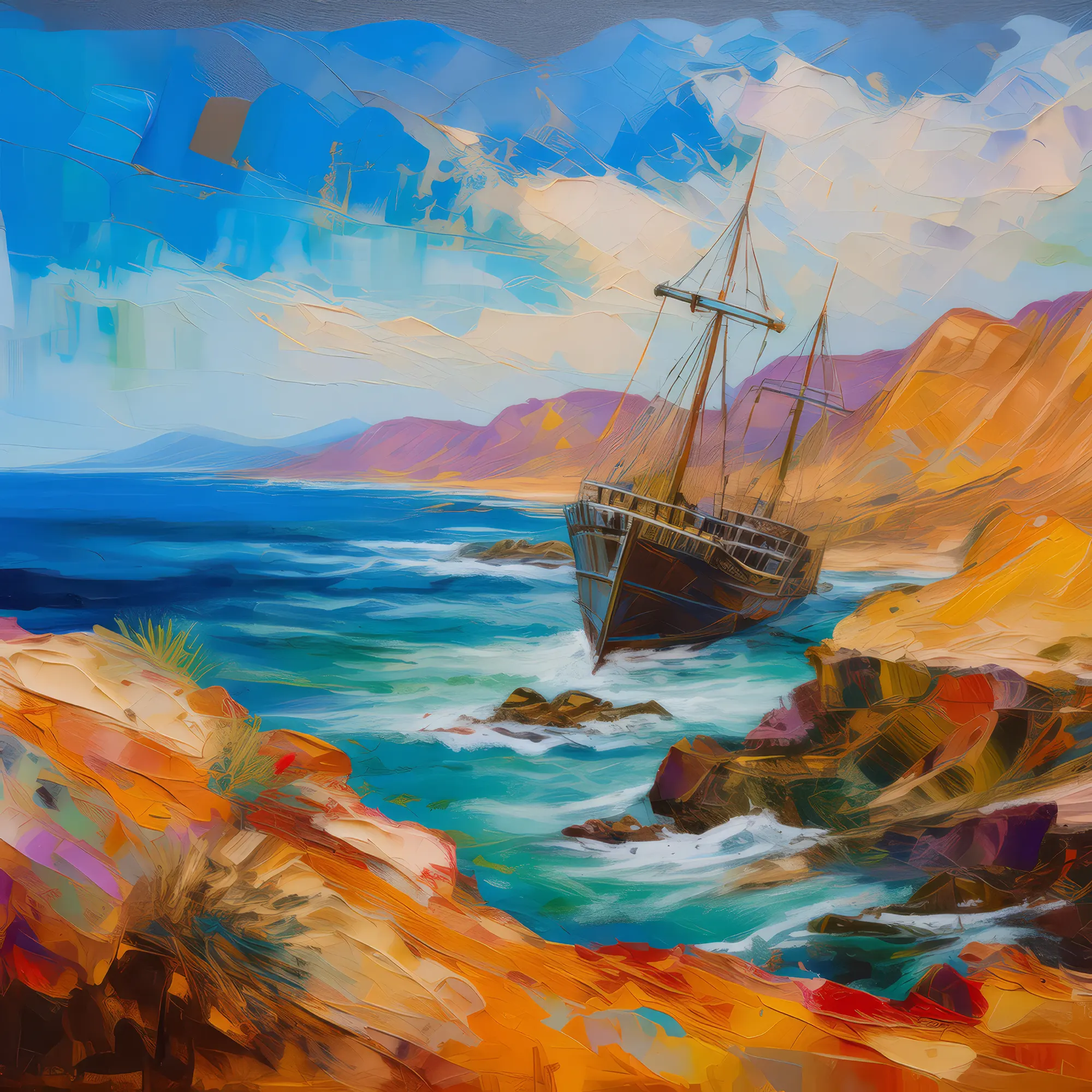 Painting: Desert Shipwrecks by the Ocean