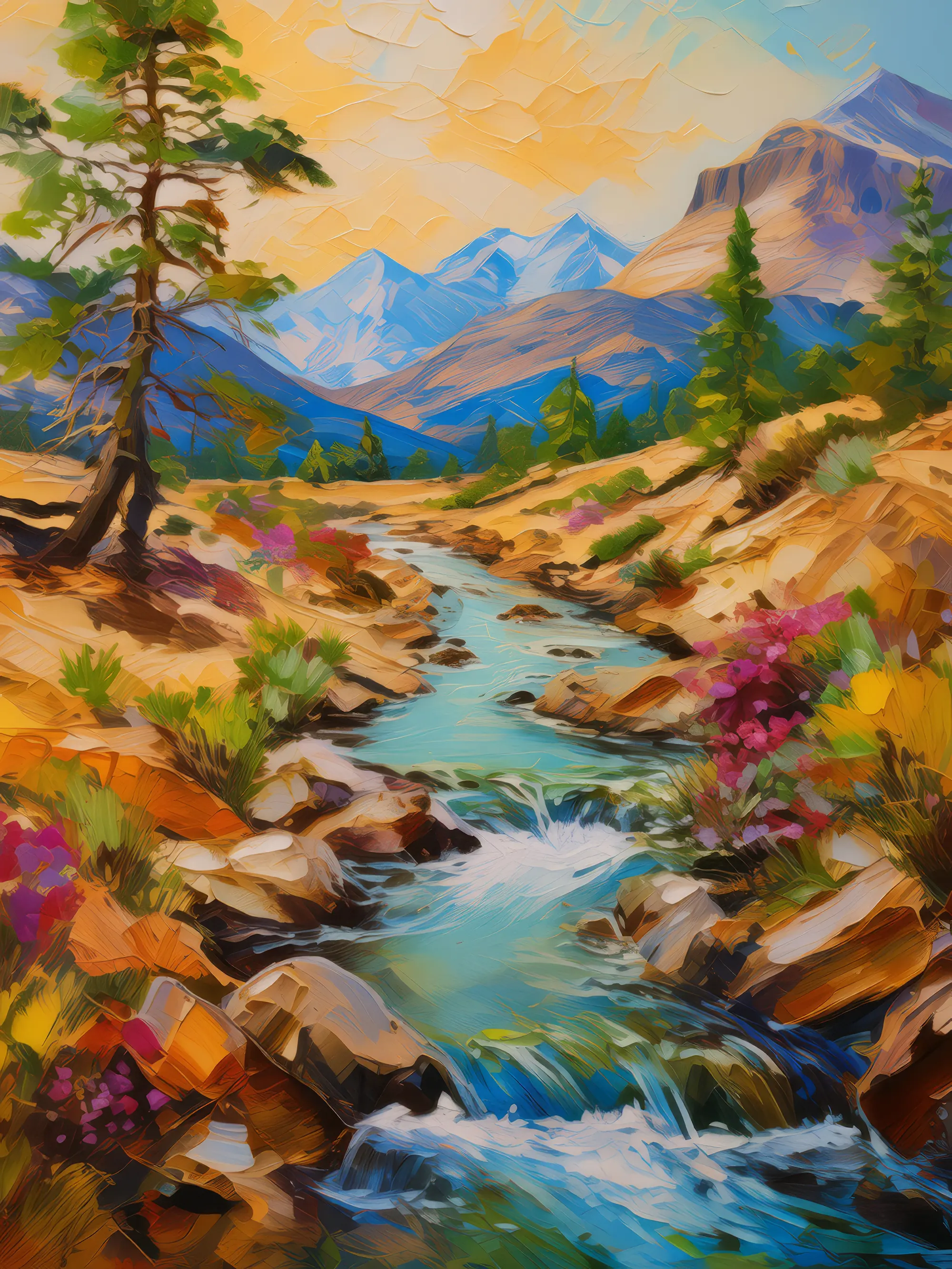 Painting: Desert Stream Alpine Wonder