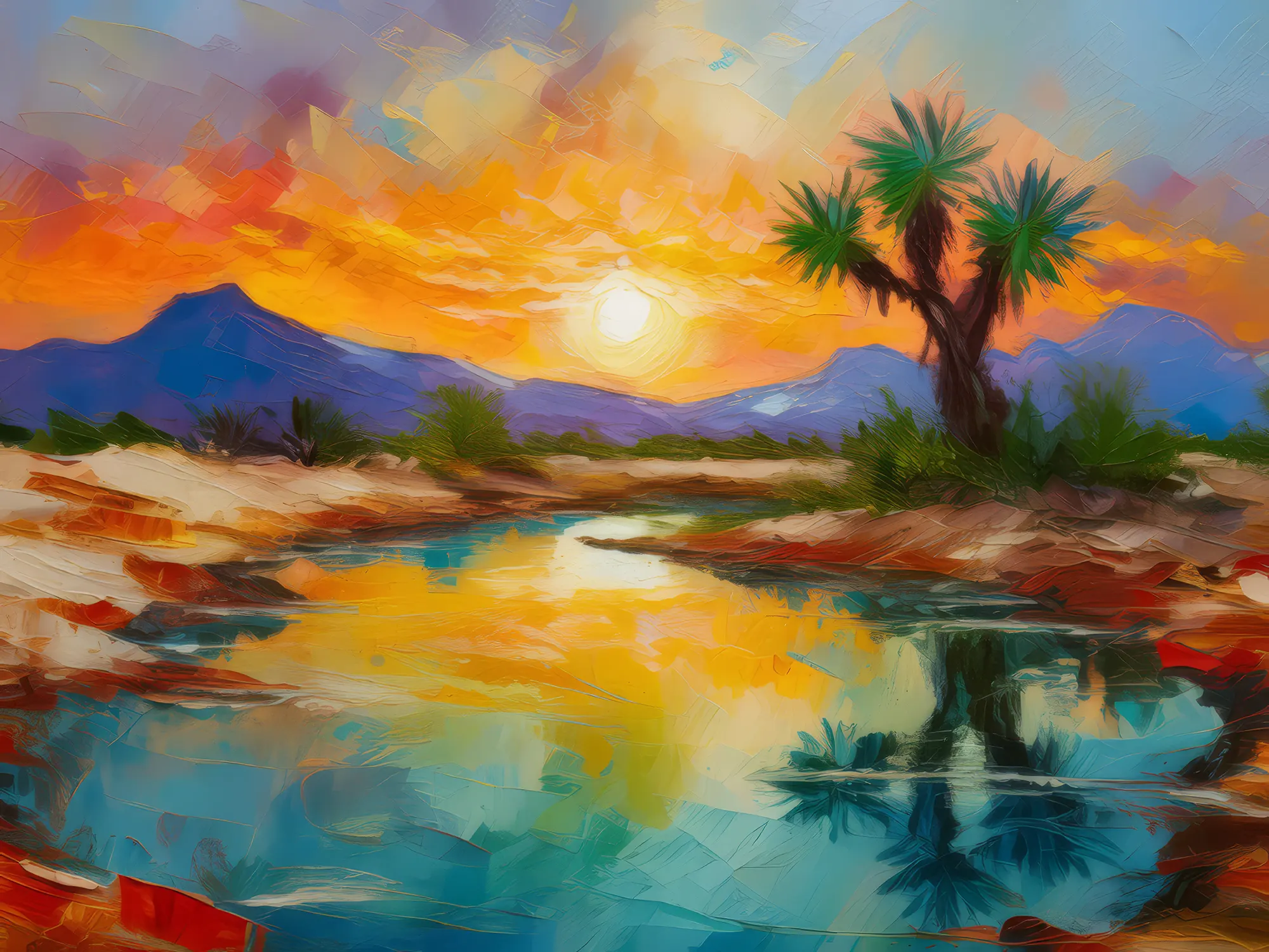 Painting: Desert Sunset Reflection