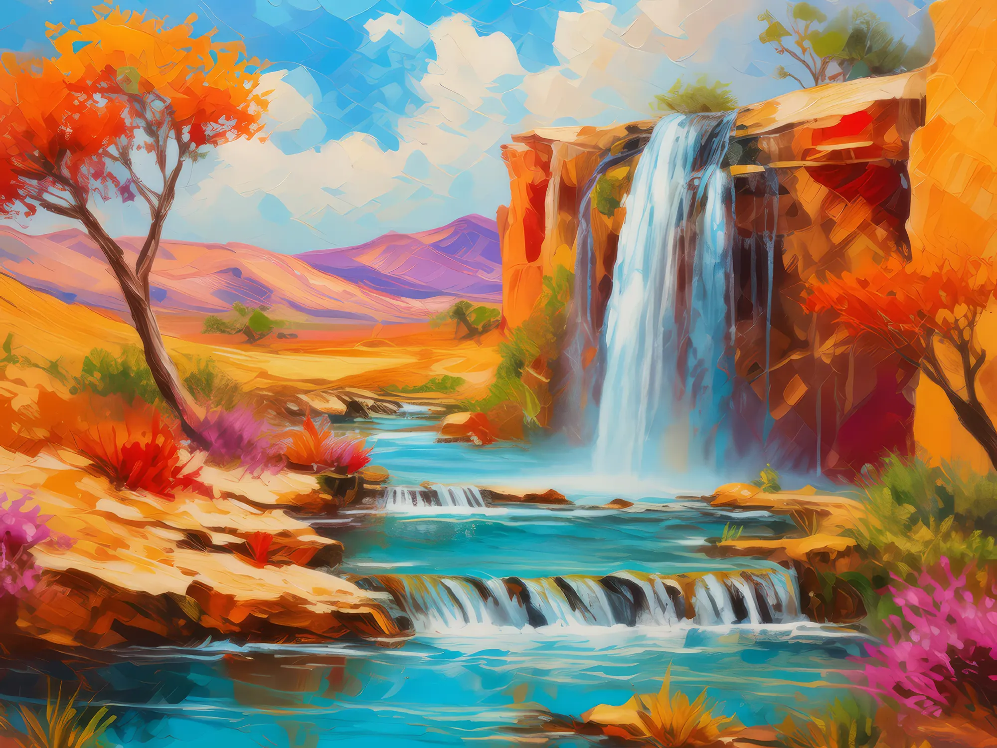 Painting: Desert Waterfall Mirage