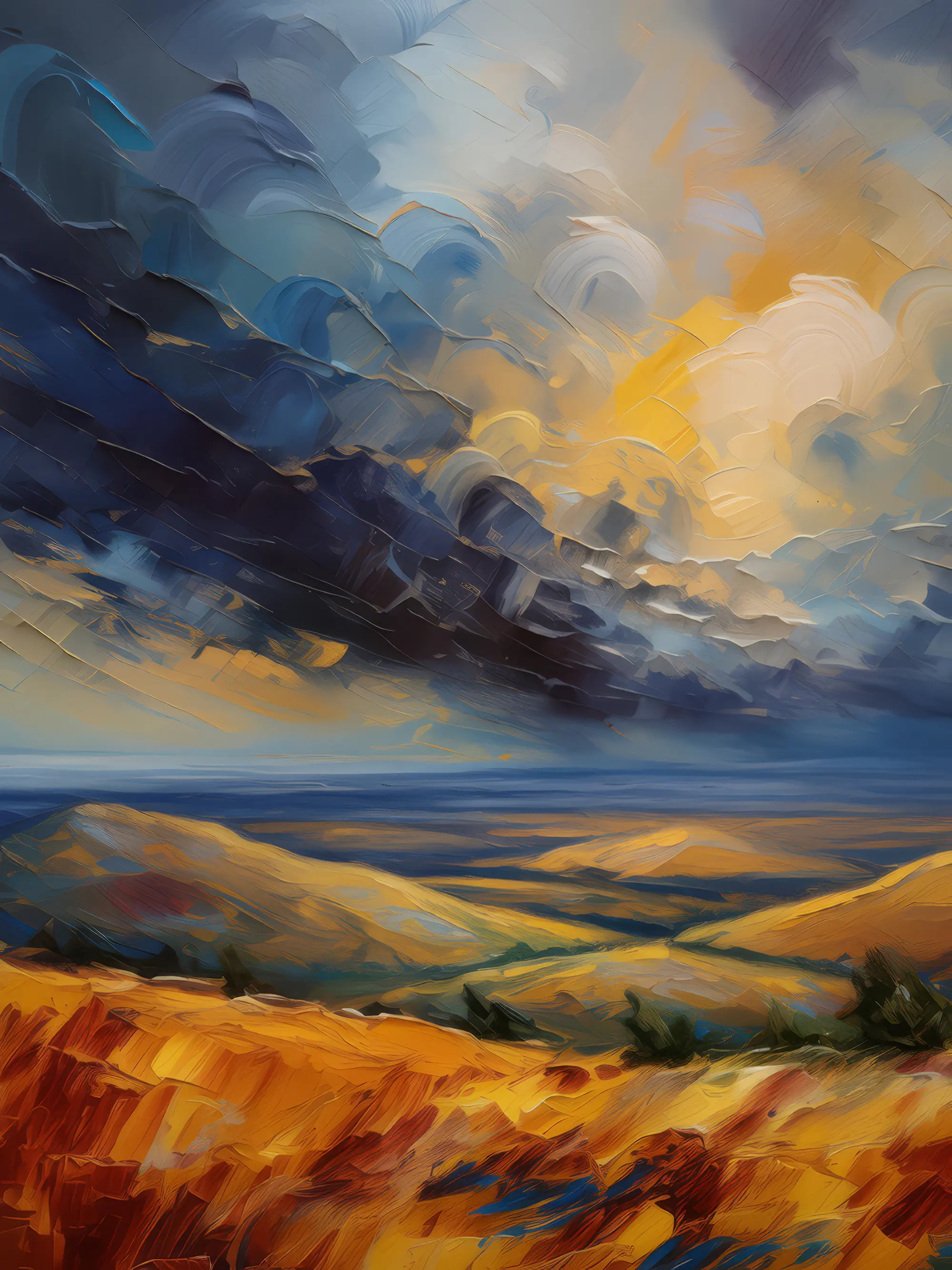 Painting: Dramatic Plateau Storm Clouds