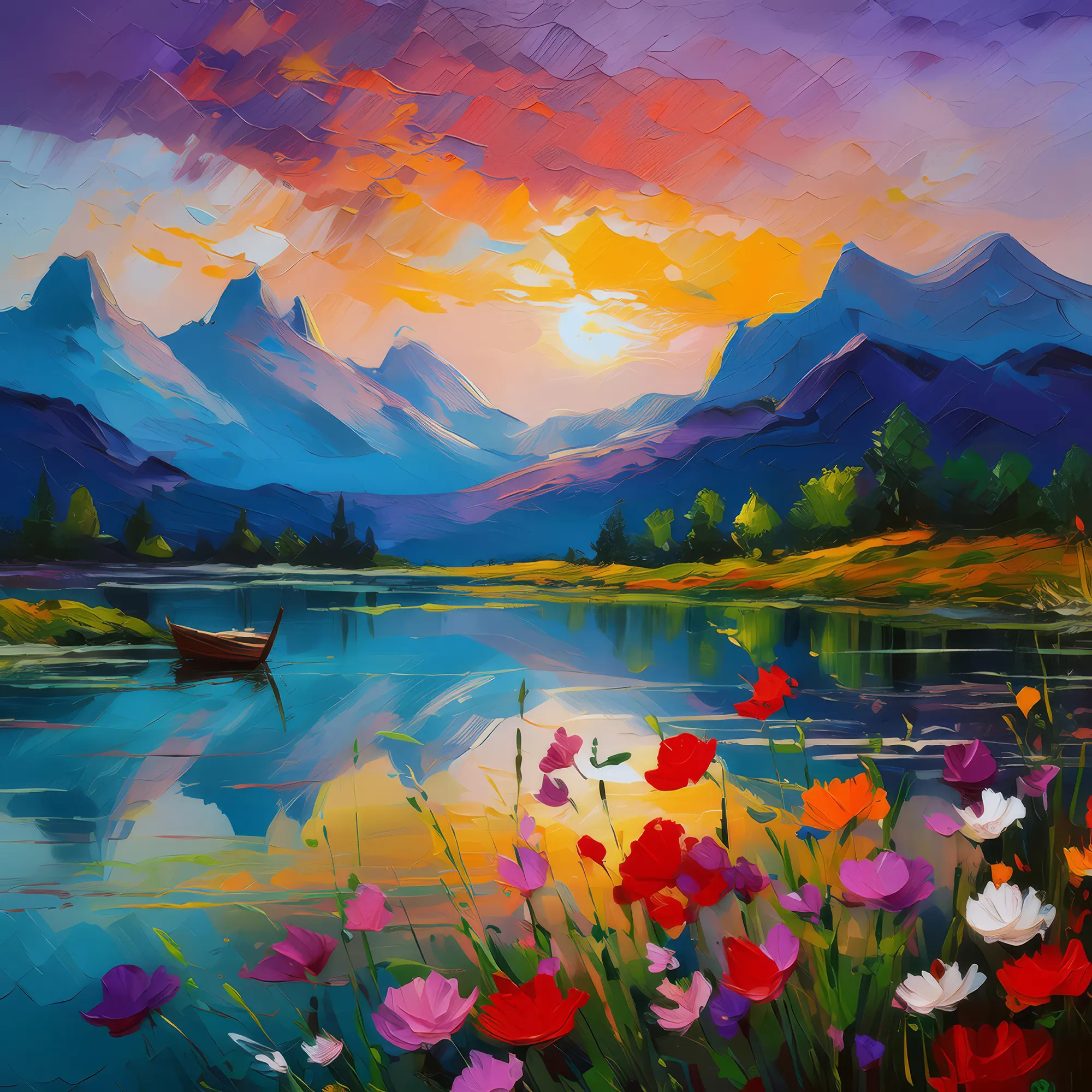 Painting: Dreamlike Plateau Reflection