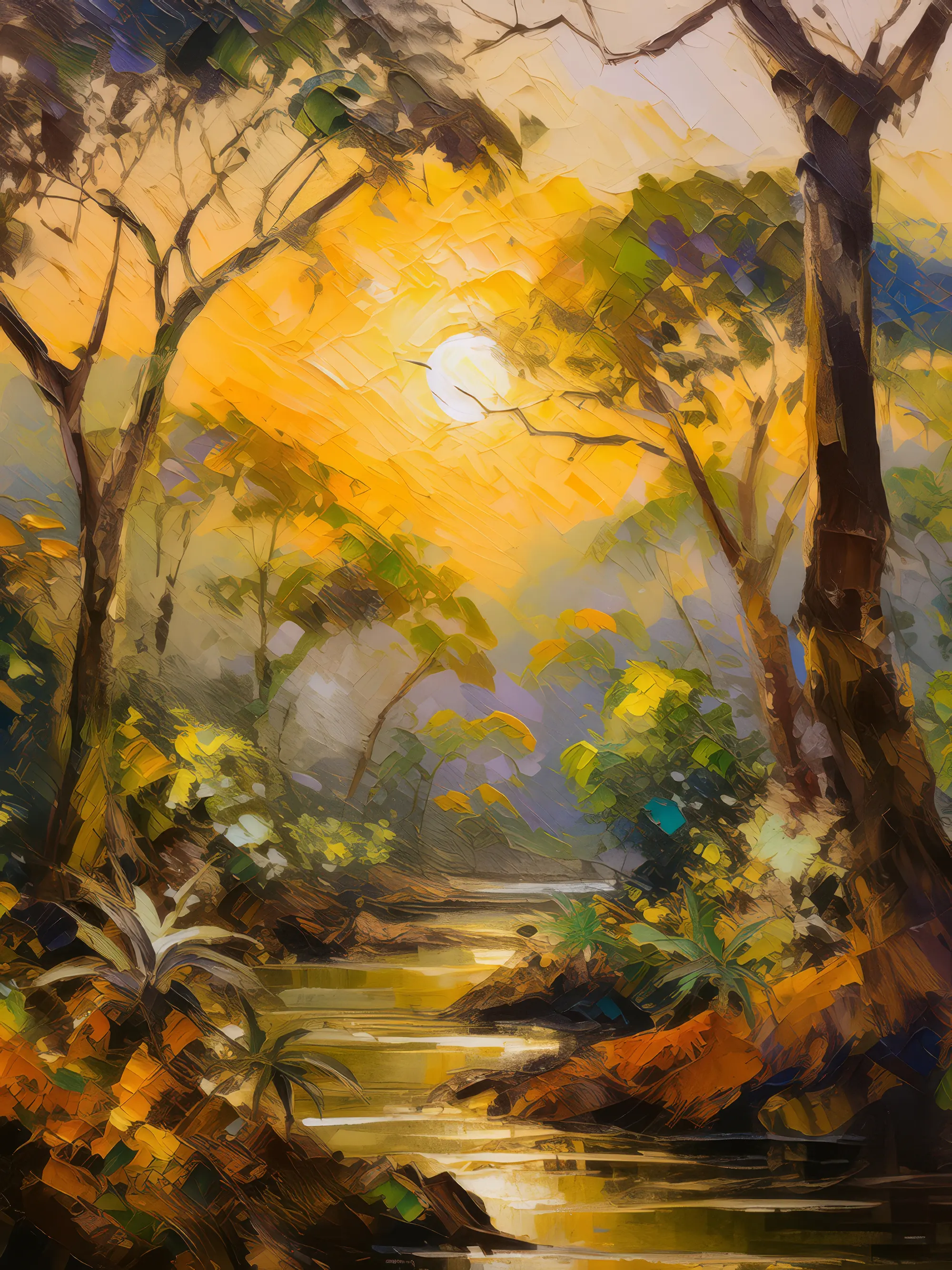 Painting: Dry Forest Canopy Sunrise