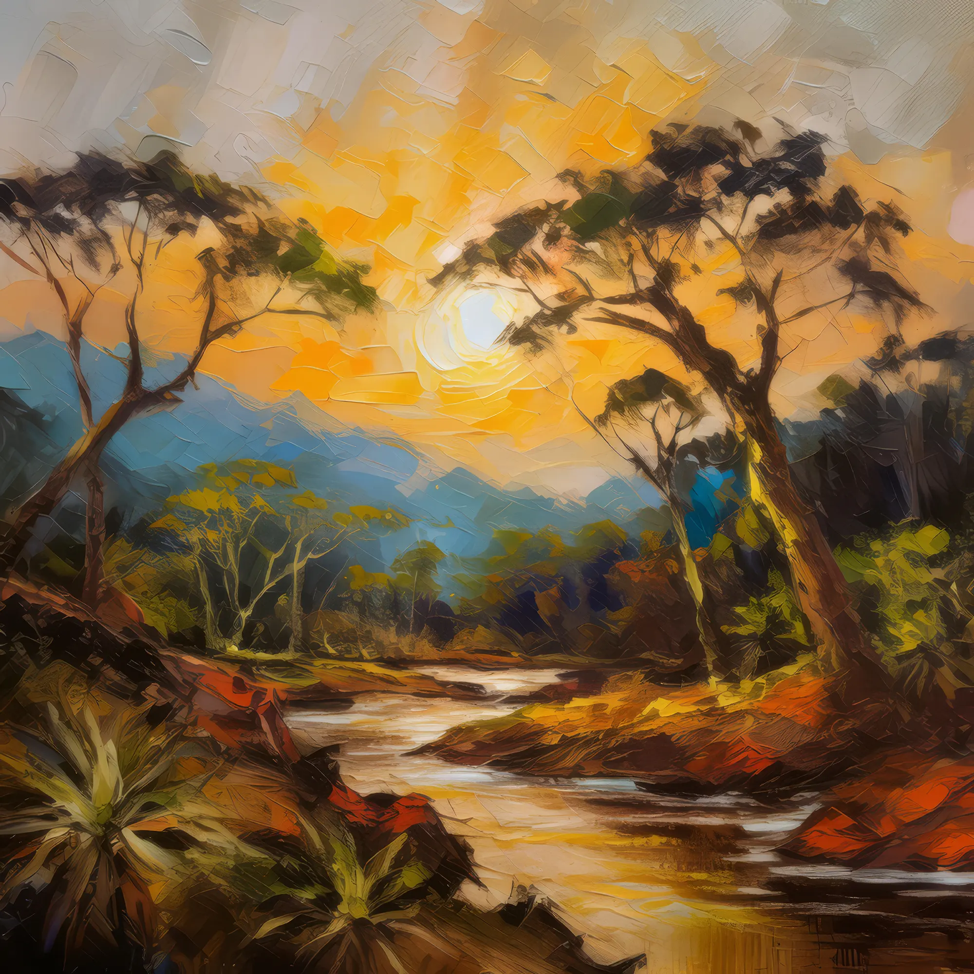 Painting: Dry Forest Evening Glow