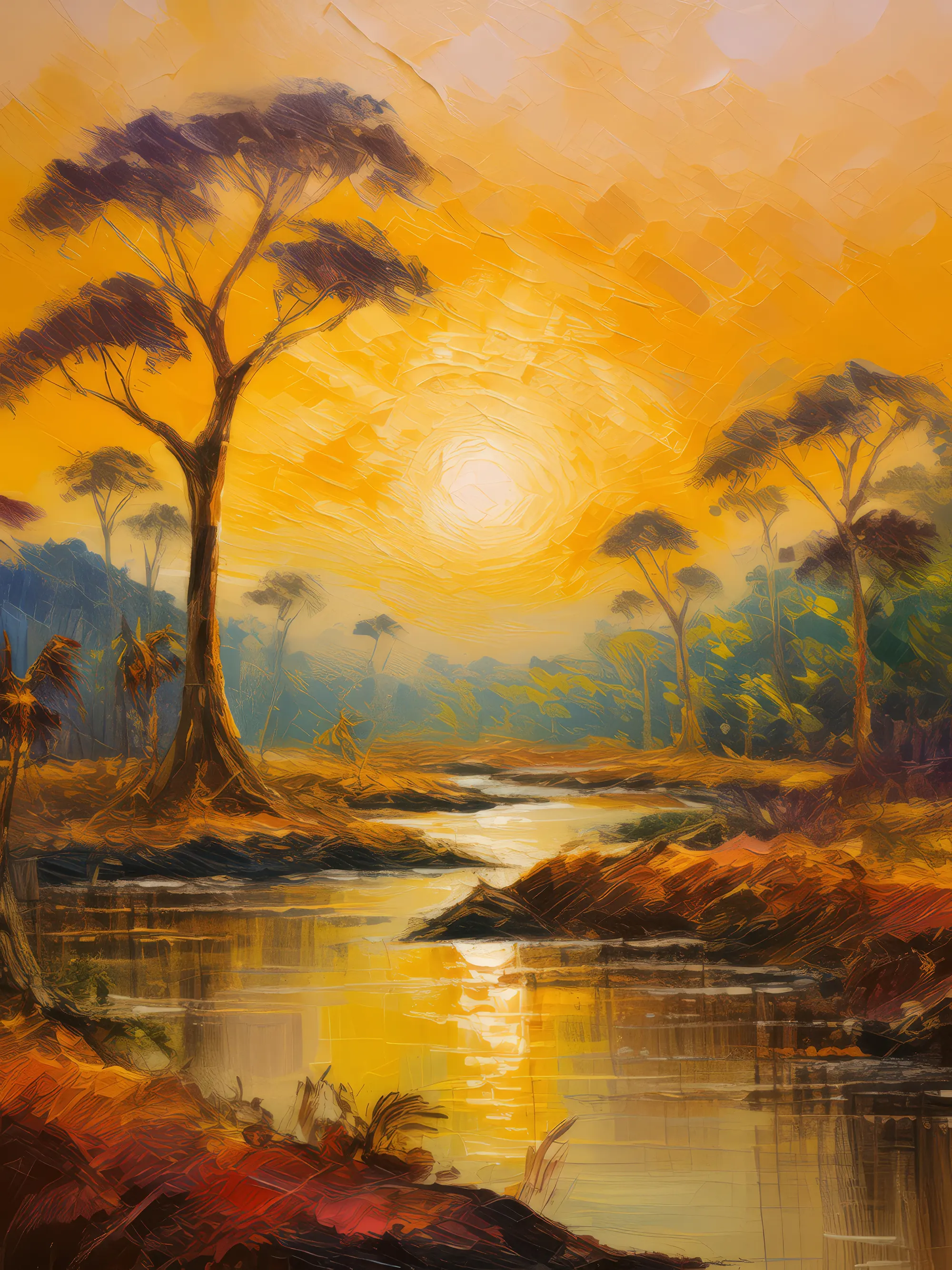 Painting: Dry Forest Sunrise