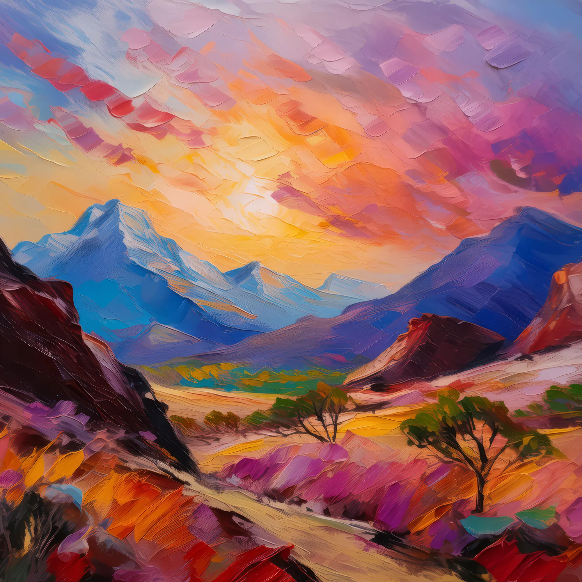 Painting: Early Dawn Over Alpine Desert