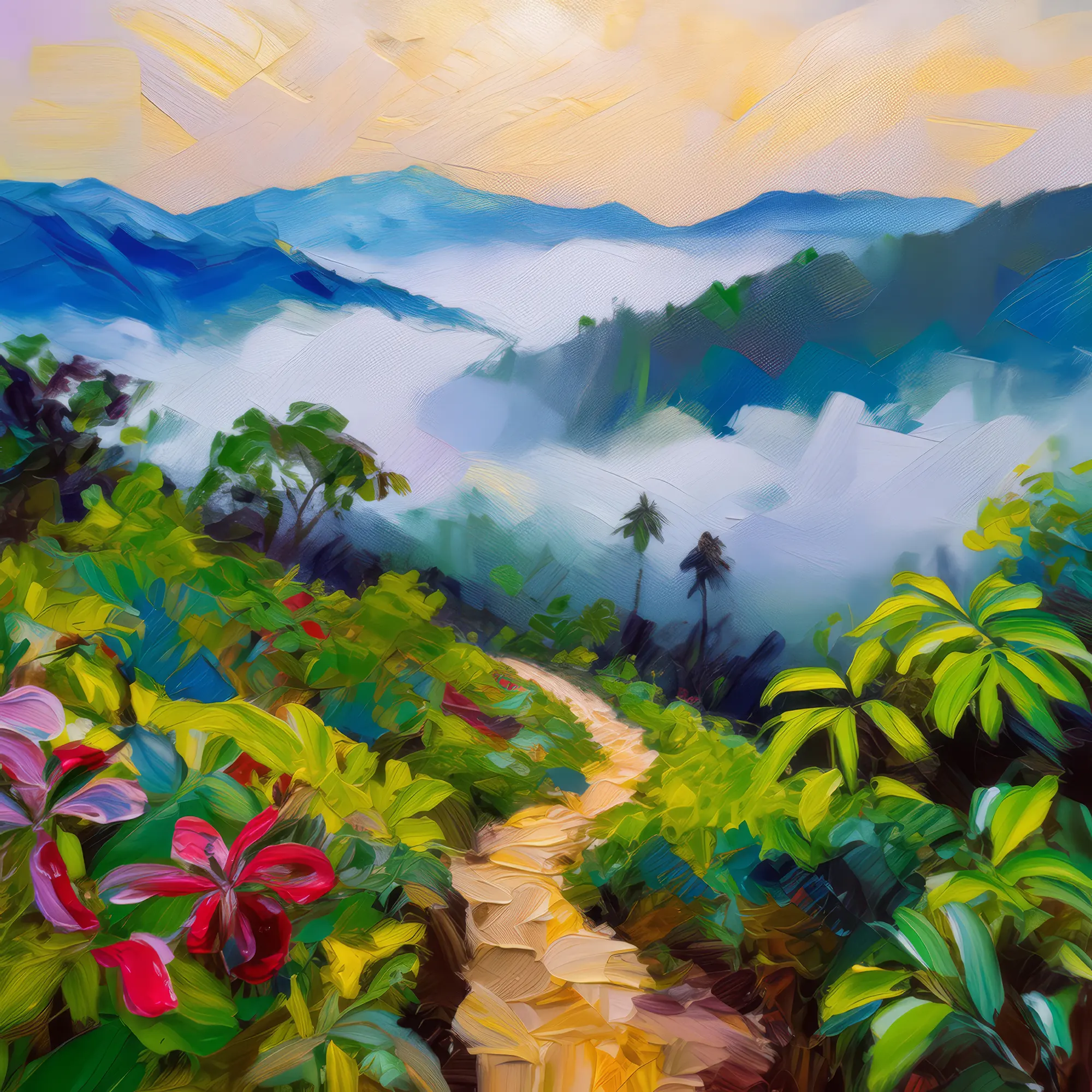 Painting: Early Mist Over Mountain Path