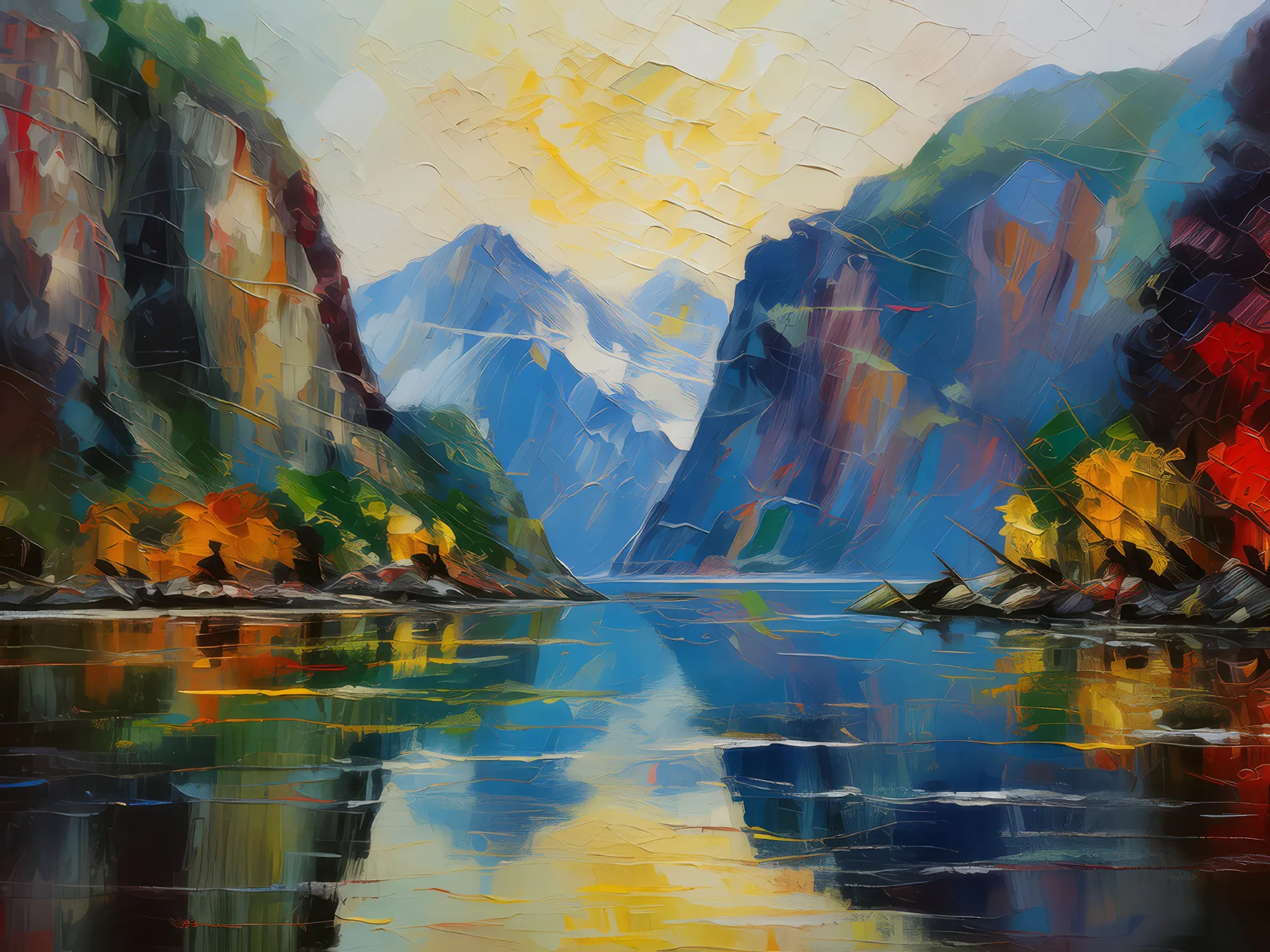 Painting: Echoes and Reflections in the Fjord