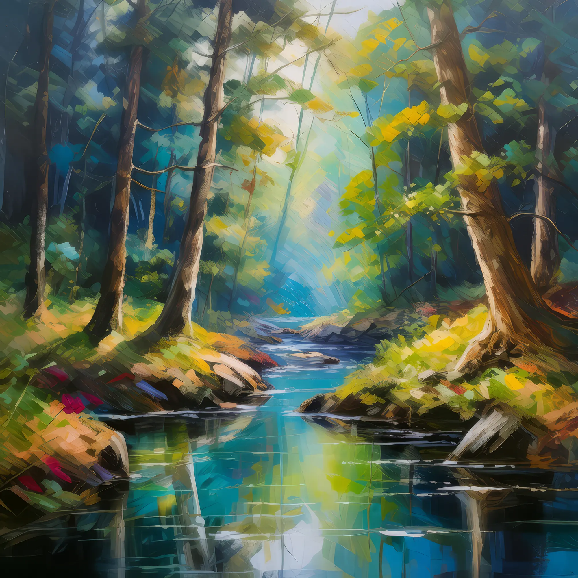 Painting: Echoes of a Forest Creek