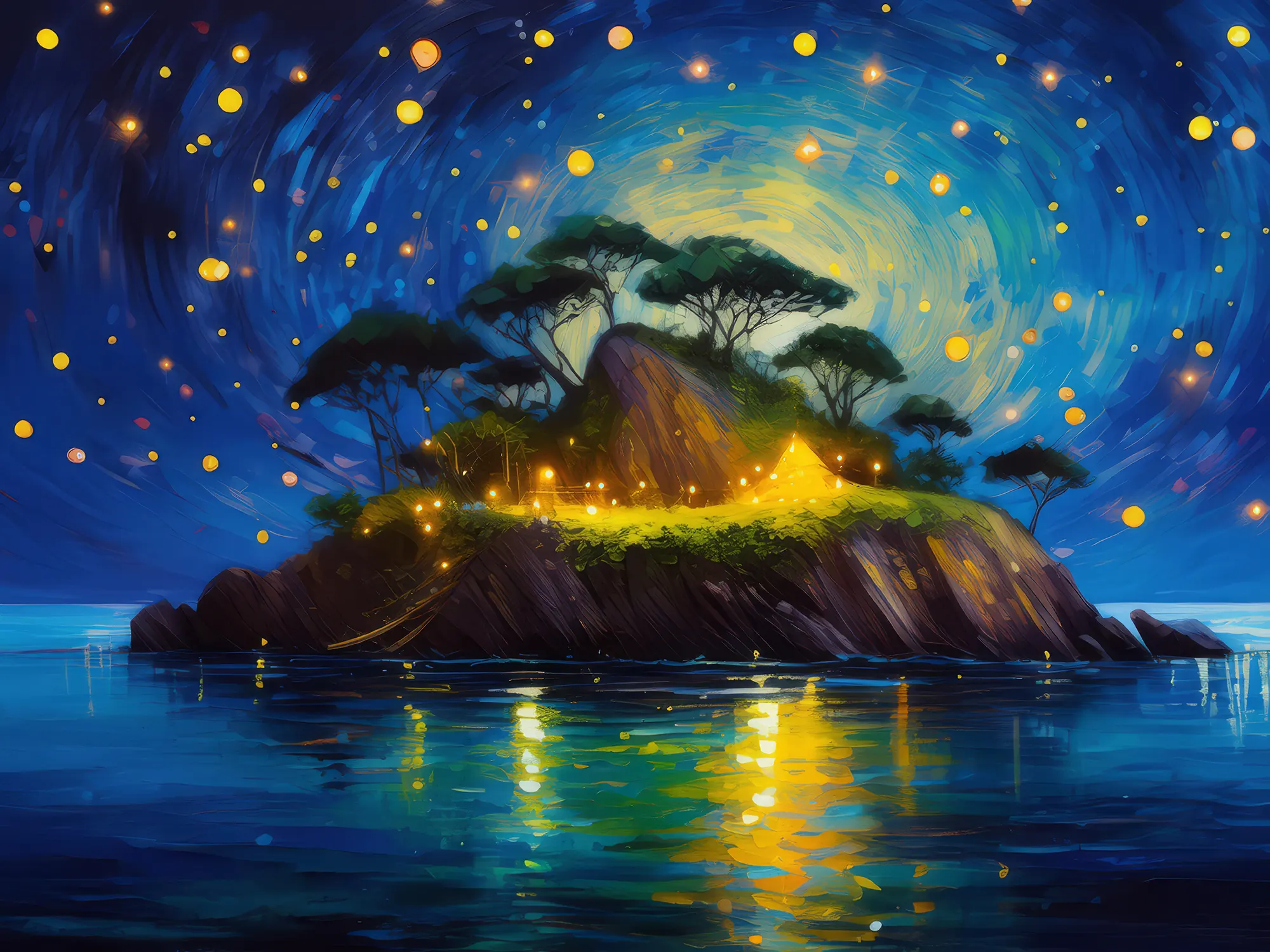 Painting: Enchanted Firefly Island