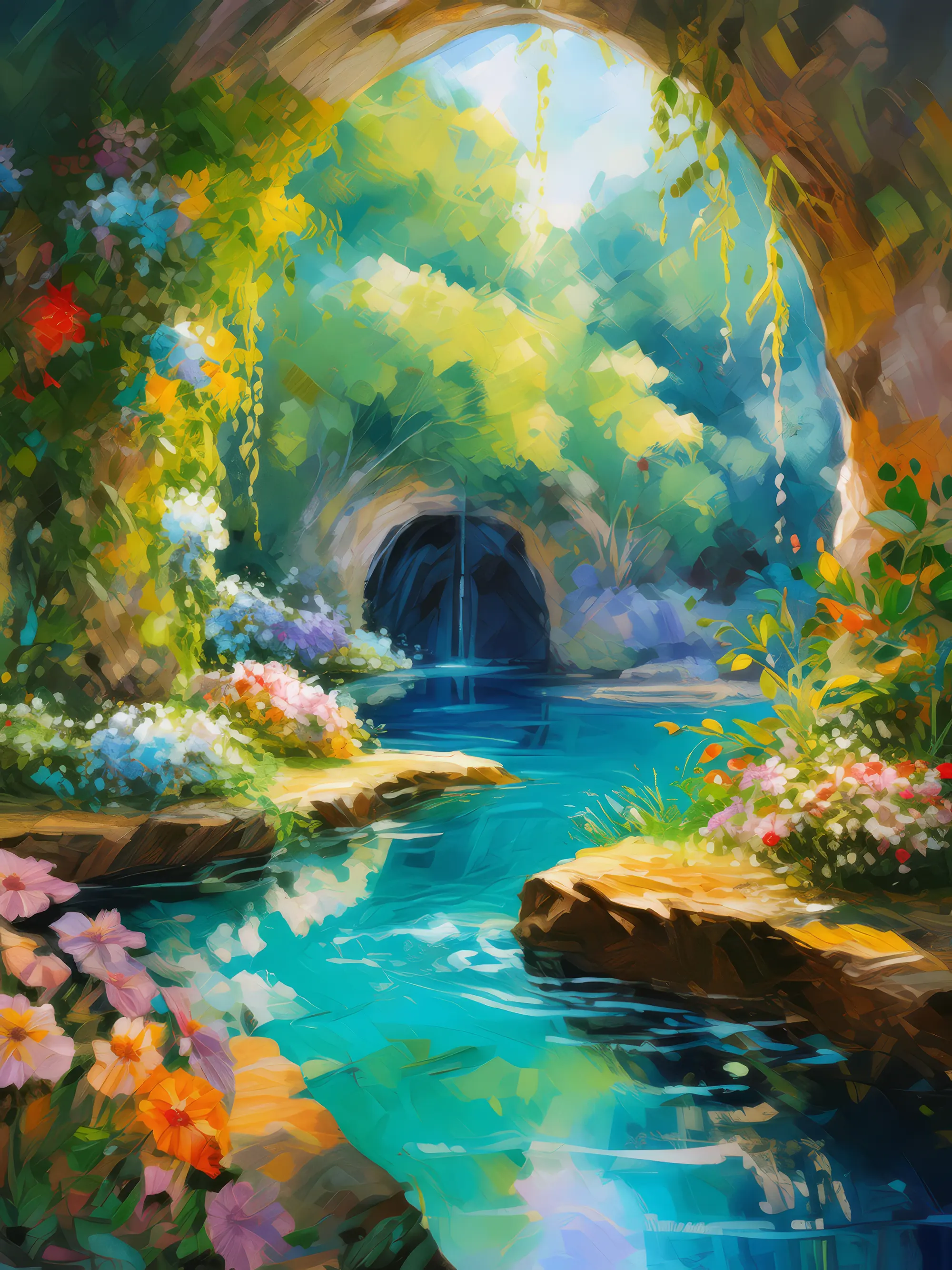 Painting: Enchanted Spring Grotto