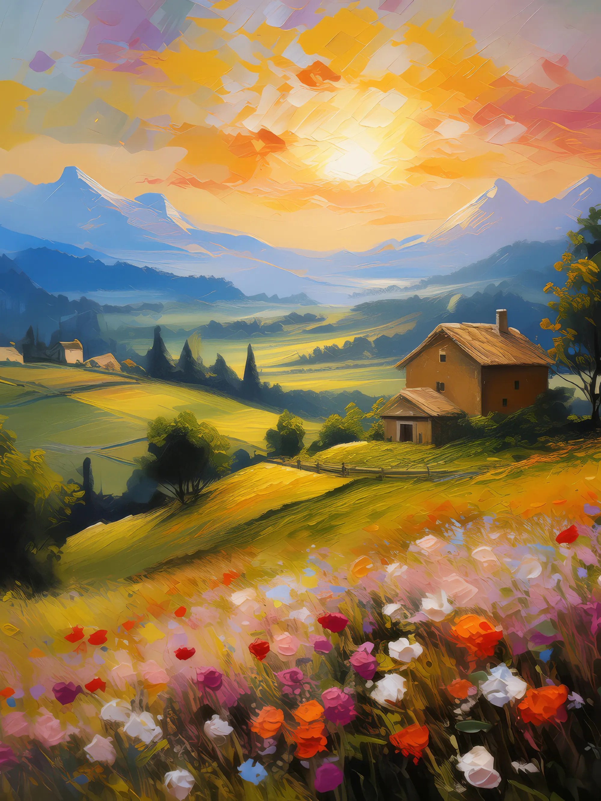 Painting: Enchanting Plateau Sunrise