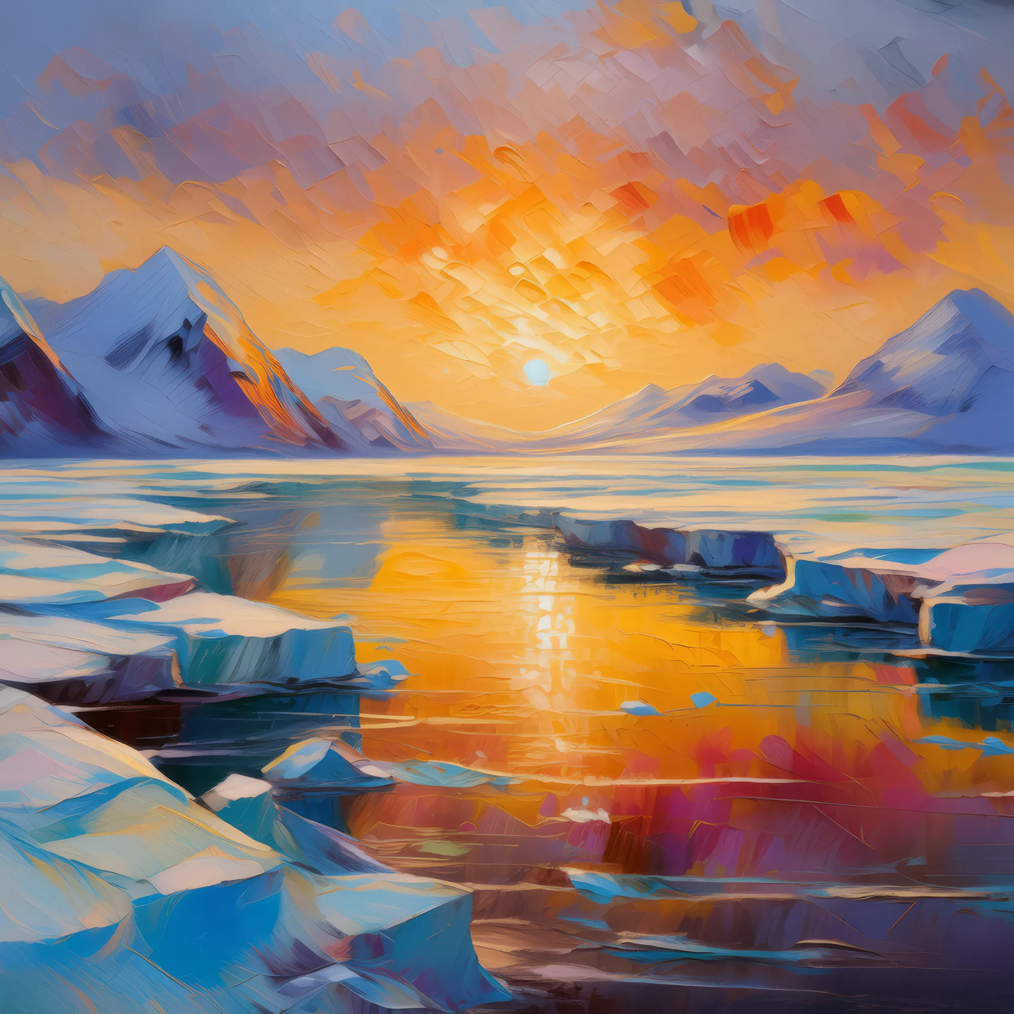 Painting: Evening Glow in Arctic Desert