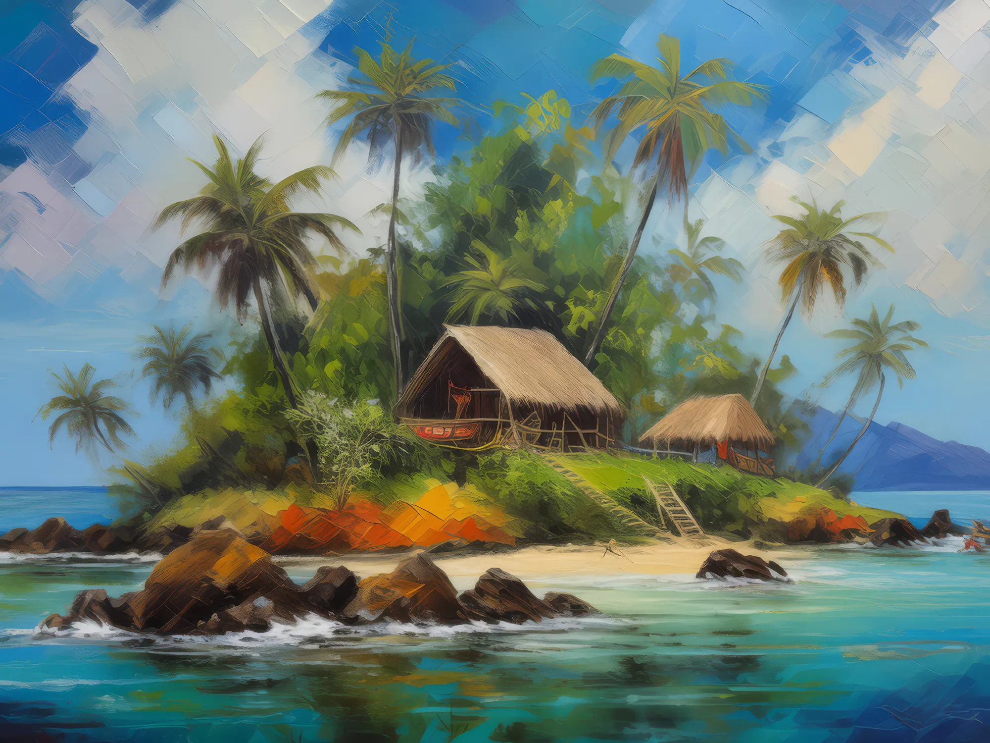 Painting: Exotic Wildlife Island