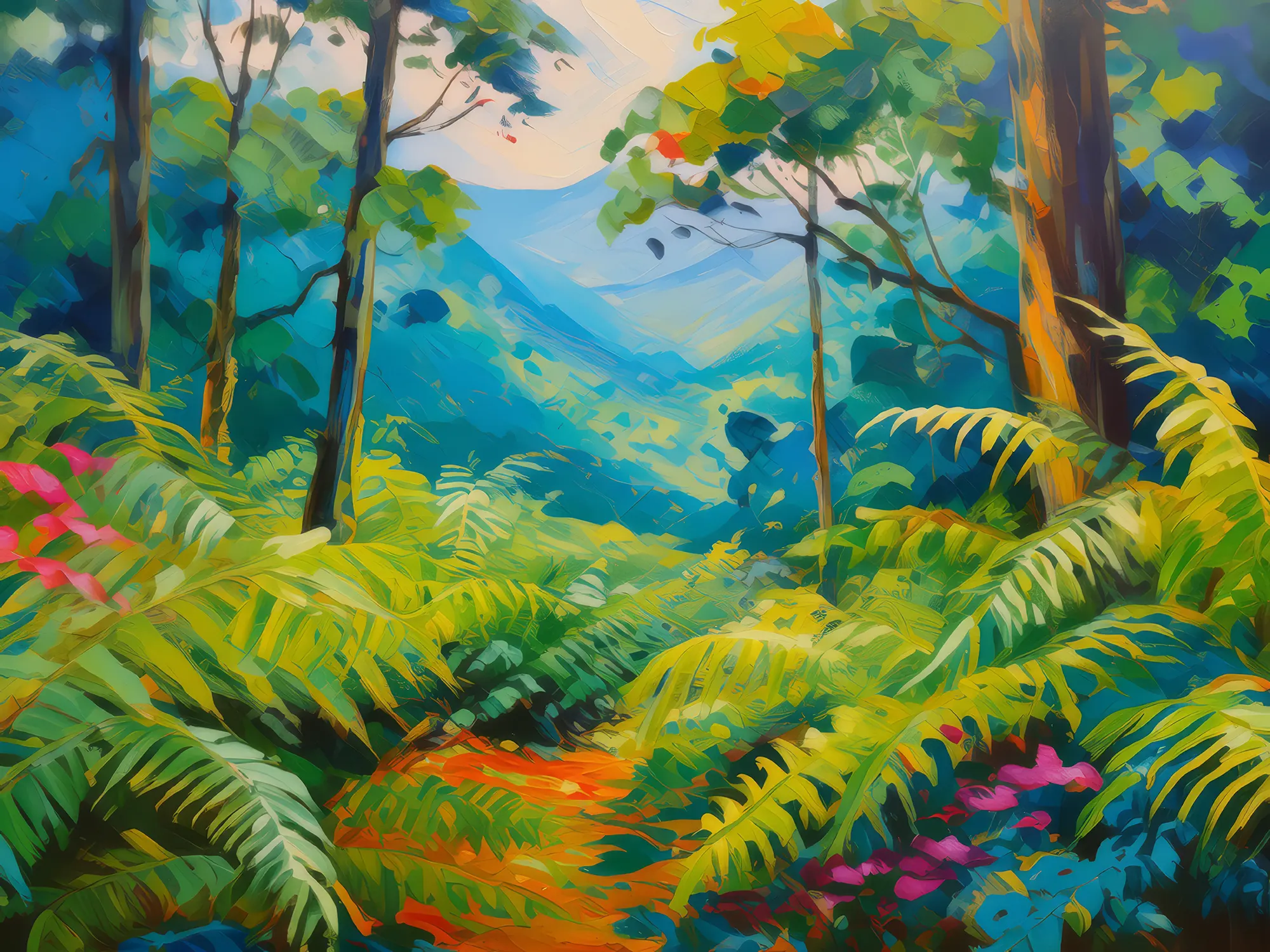 Painting: Fern Valleys in Boreal Jungle