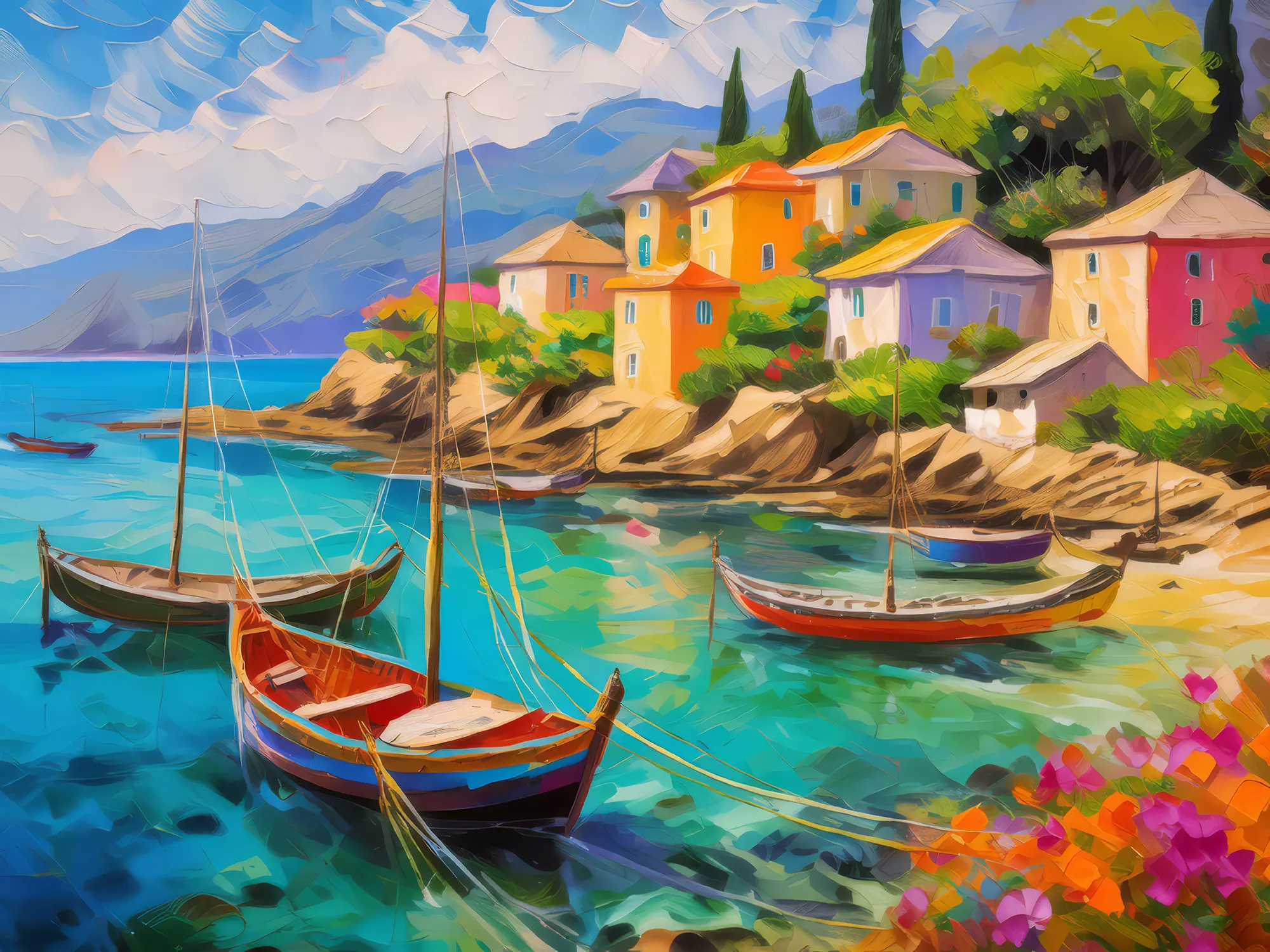 Painting: Fishing Village Charm