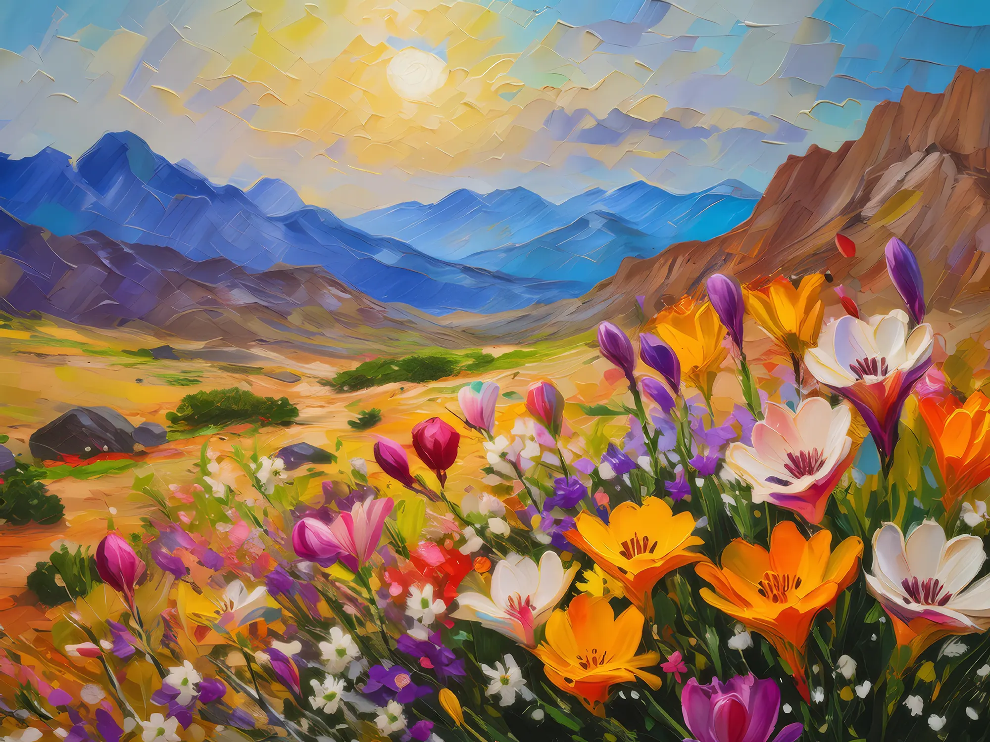 Painting: Floral Bloom in Alpine Desert