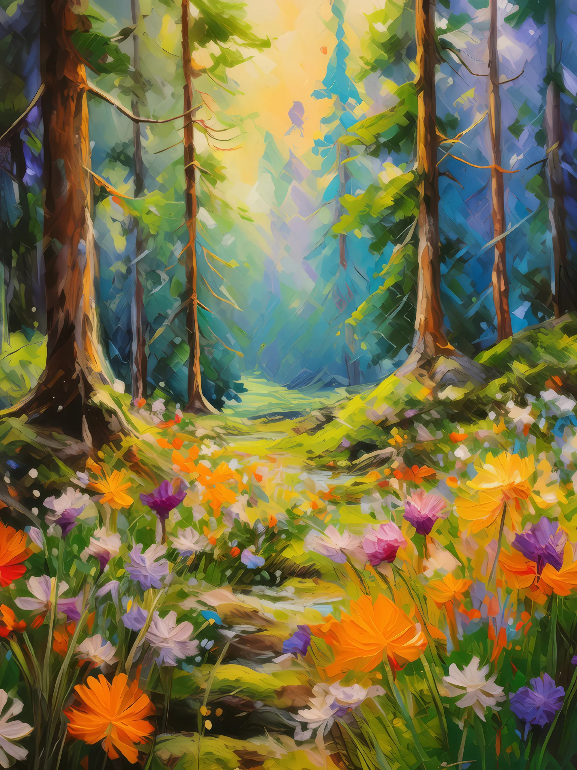 Painting: Floral Explosion in Jungle