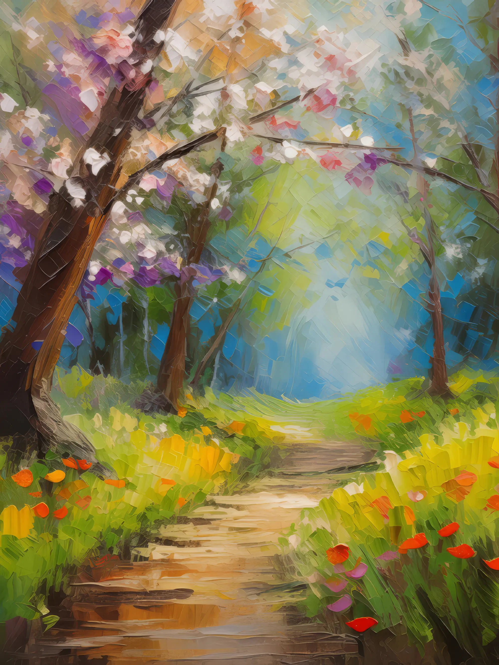 Painting: Floral Symphony in Woodlands