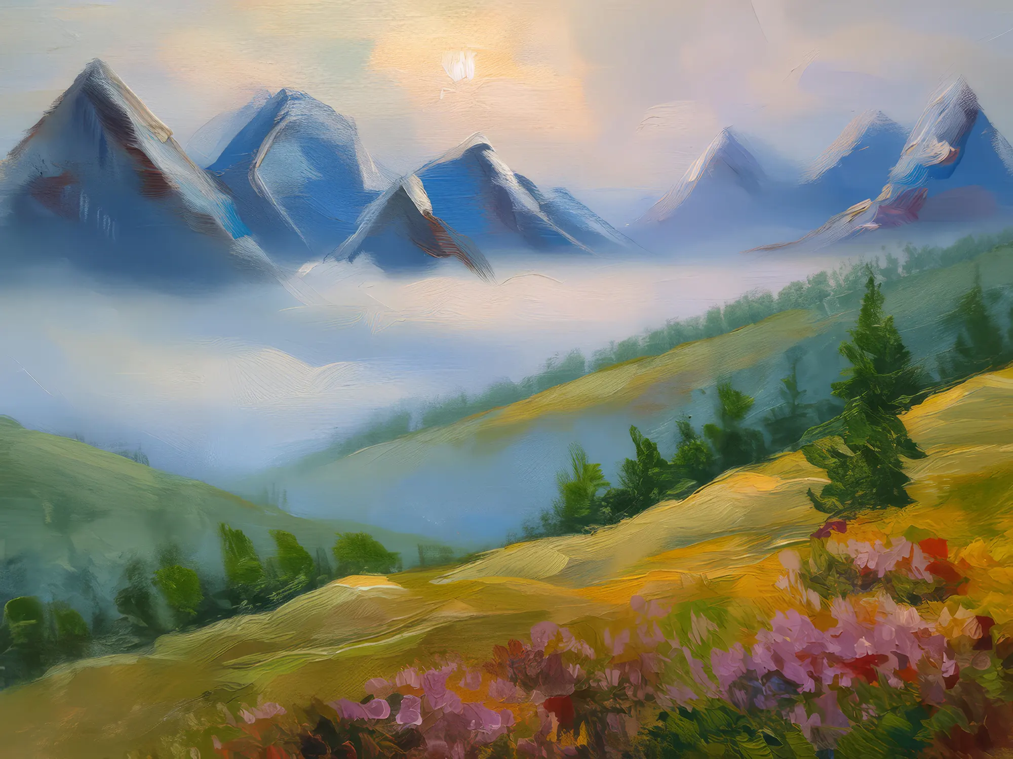 Painting: Foggy Alpine Morning