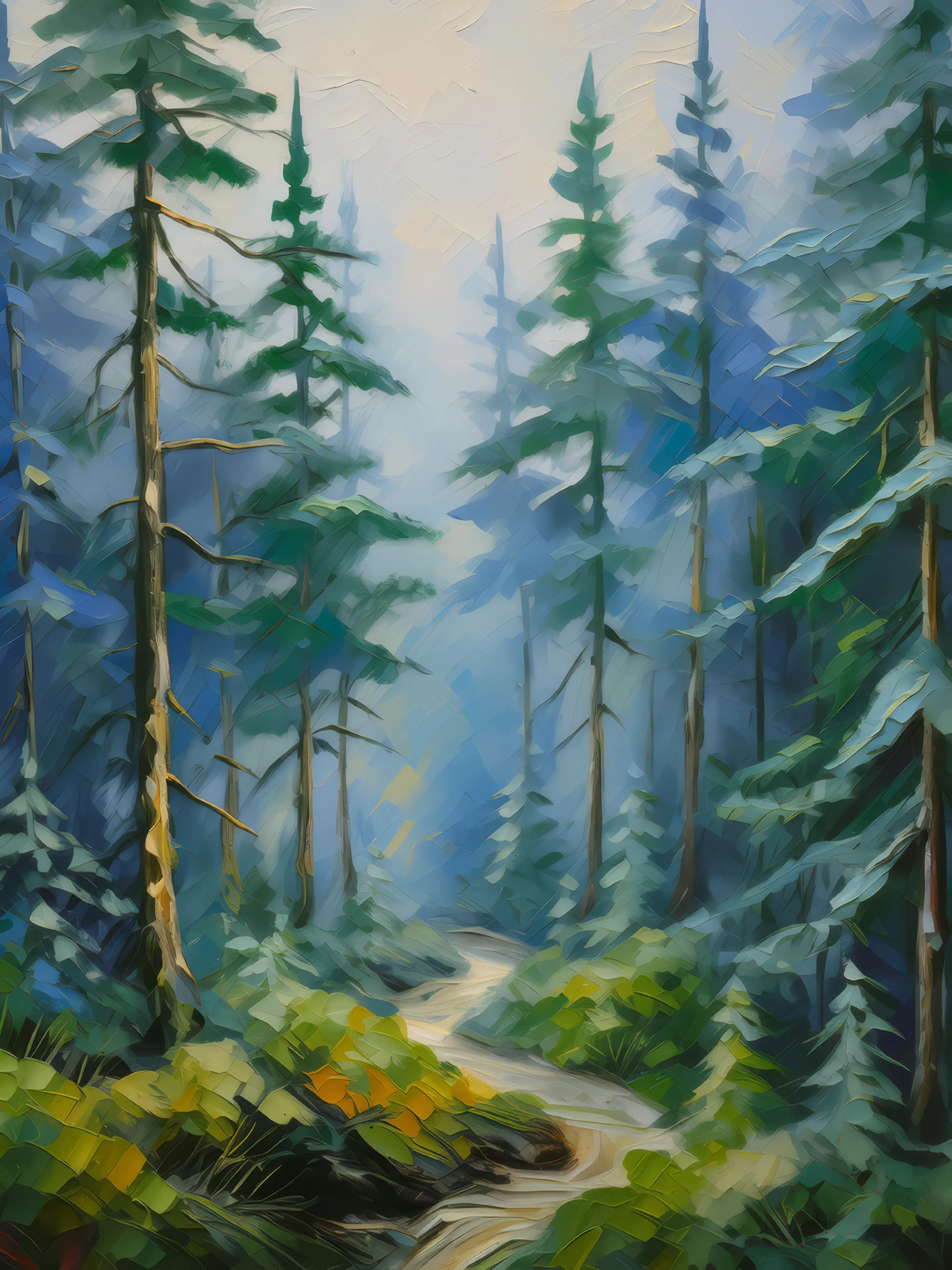 Painting: Foggy Boreal Forest Morning