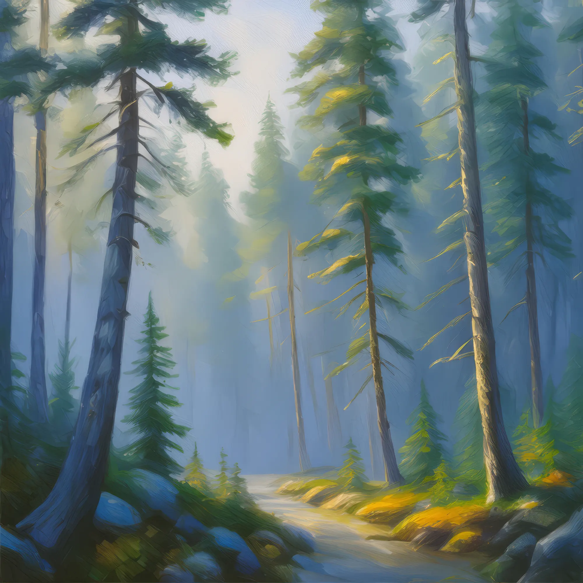 Painting: Foggy Dawn in Boreal Forest