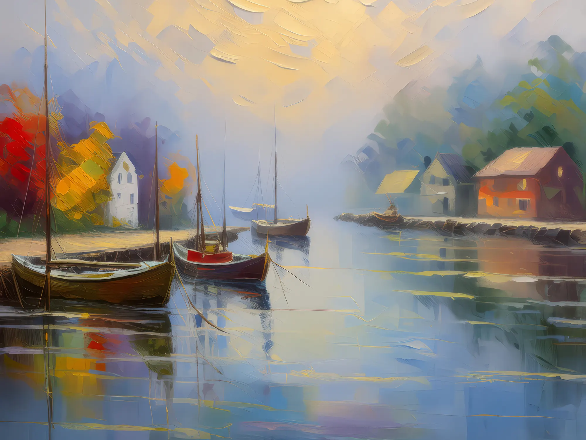 Painting: Foggy Dockside Morning