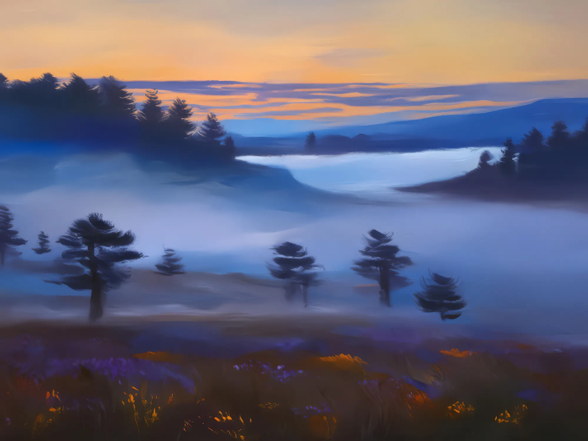 Painting: Foggy Dusk on the Moor