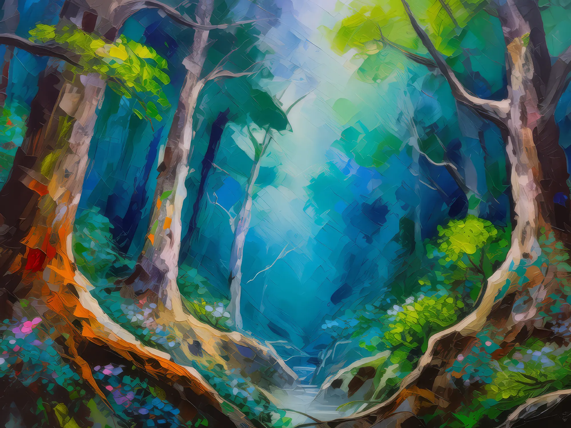 Painting: Foggy Forest Chasm