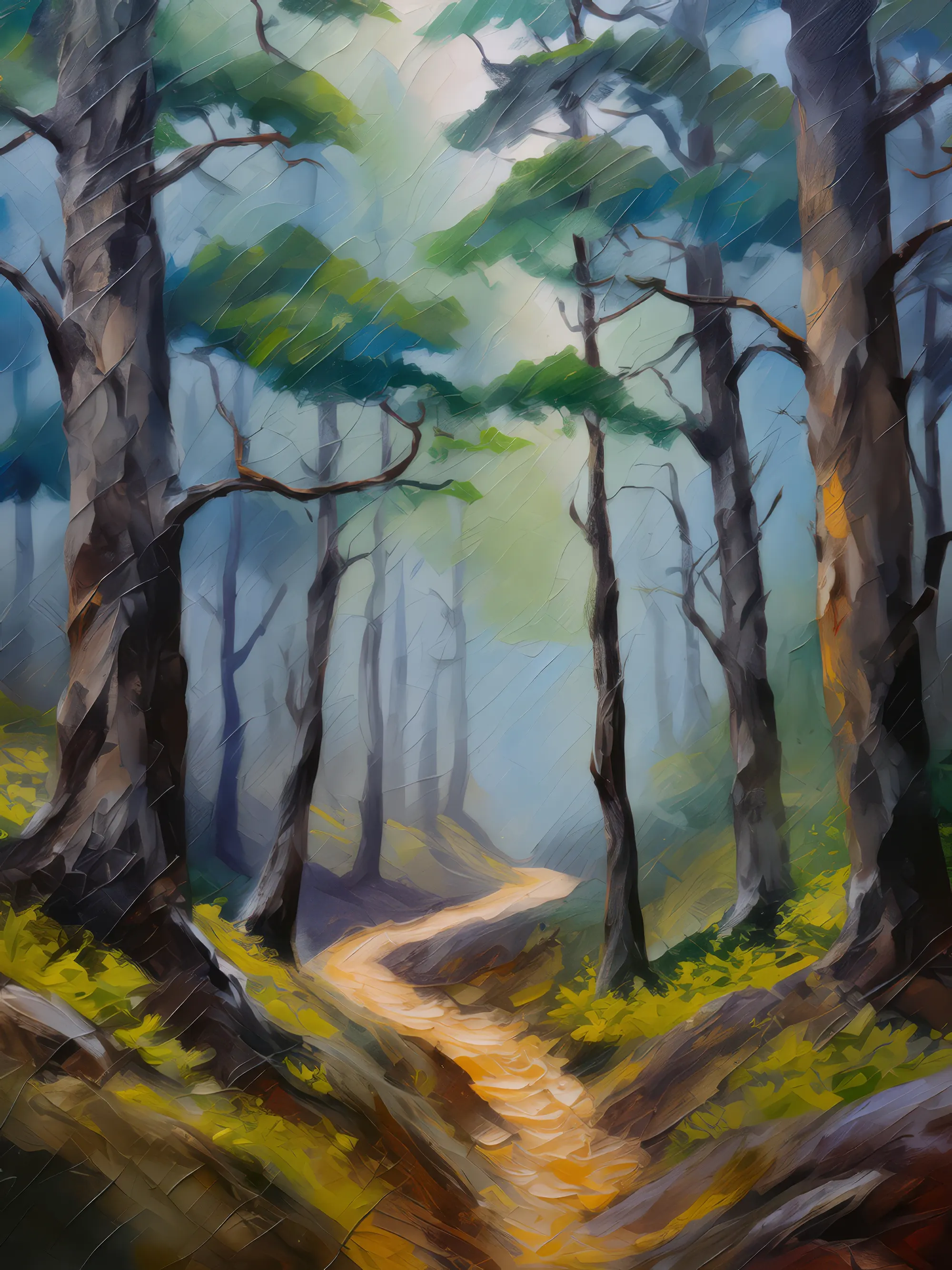 Painting: Foggy Forest Path