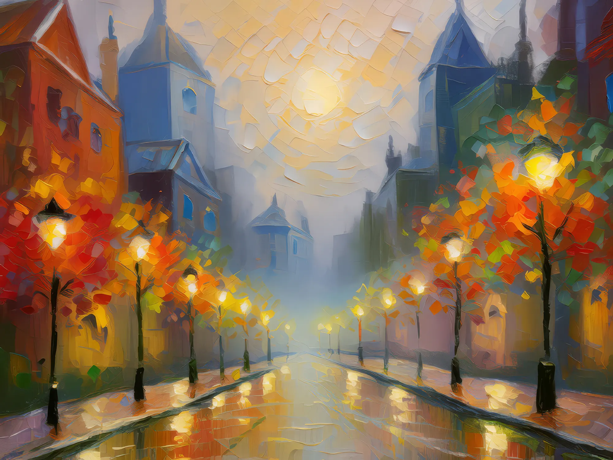 Painting: Foggy Urban Morning