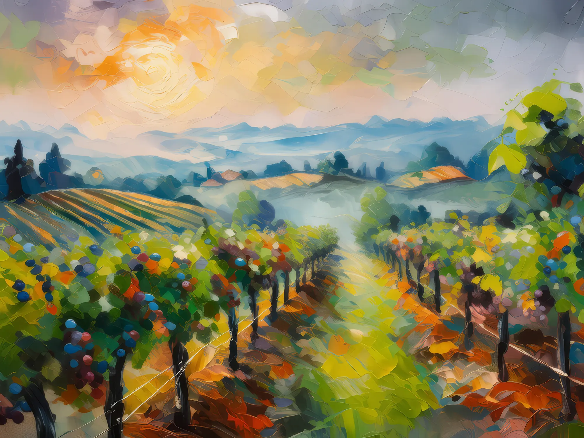Painting: Foggy Vineyard Morning