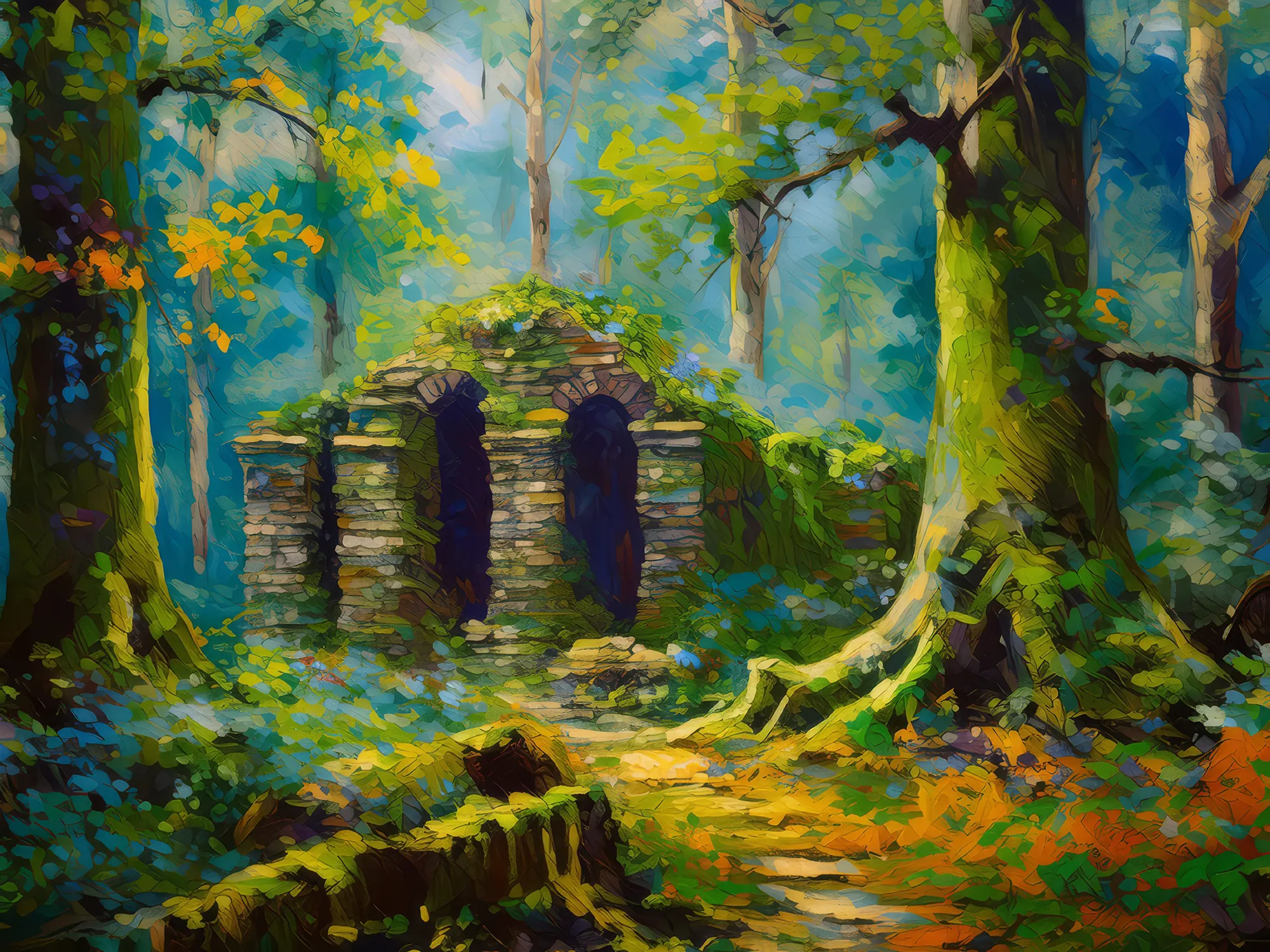 Painting: Forest Ancient Ruins