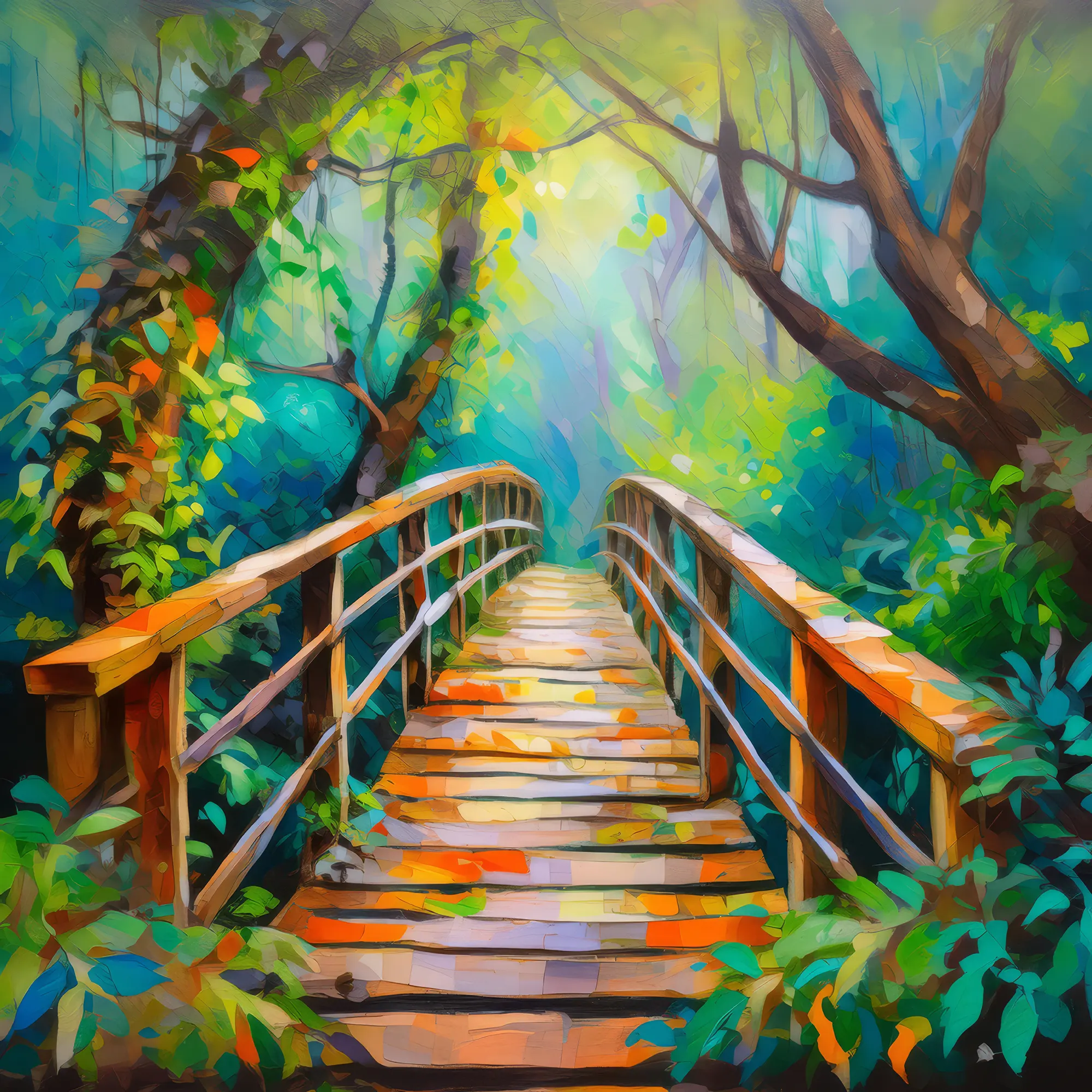 Painting: Forest Enchanted Bridge