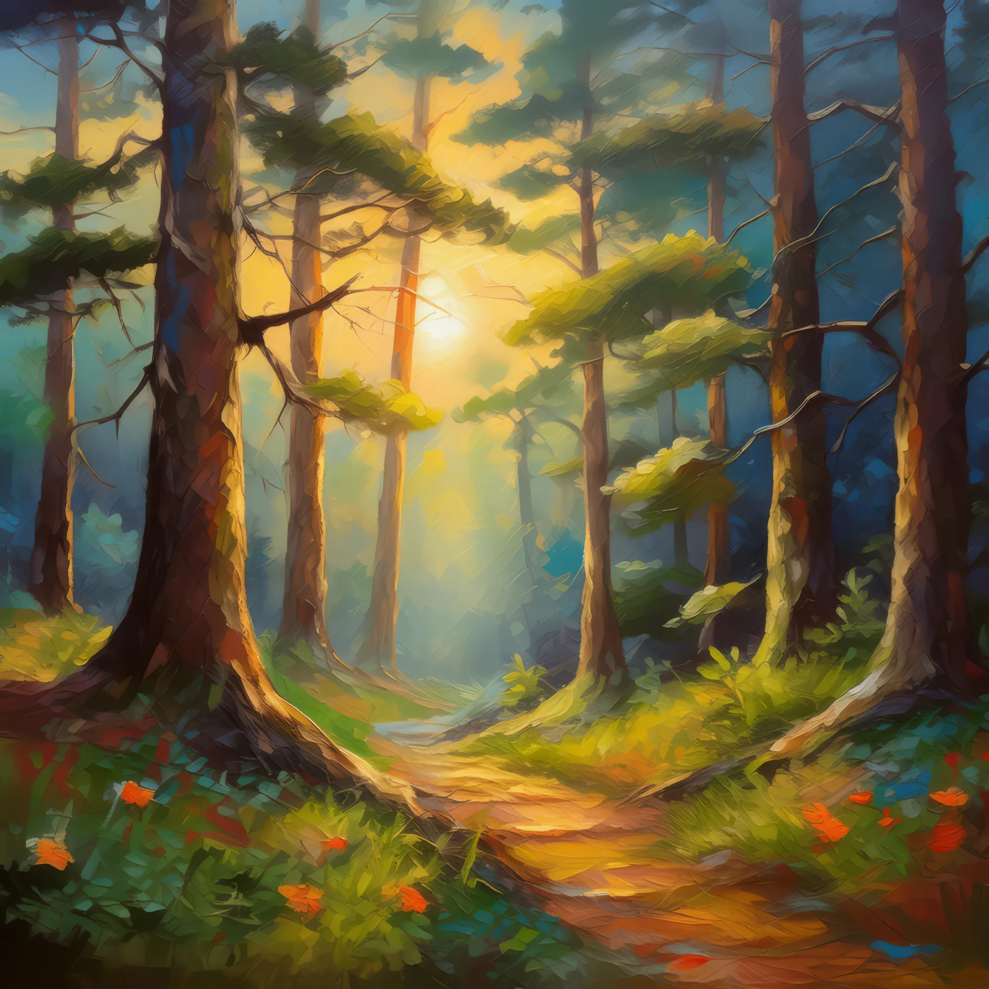 Painting: Forest Evening Light