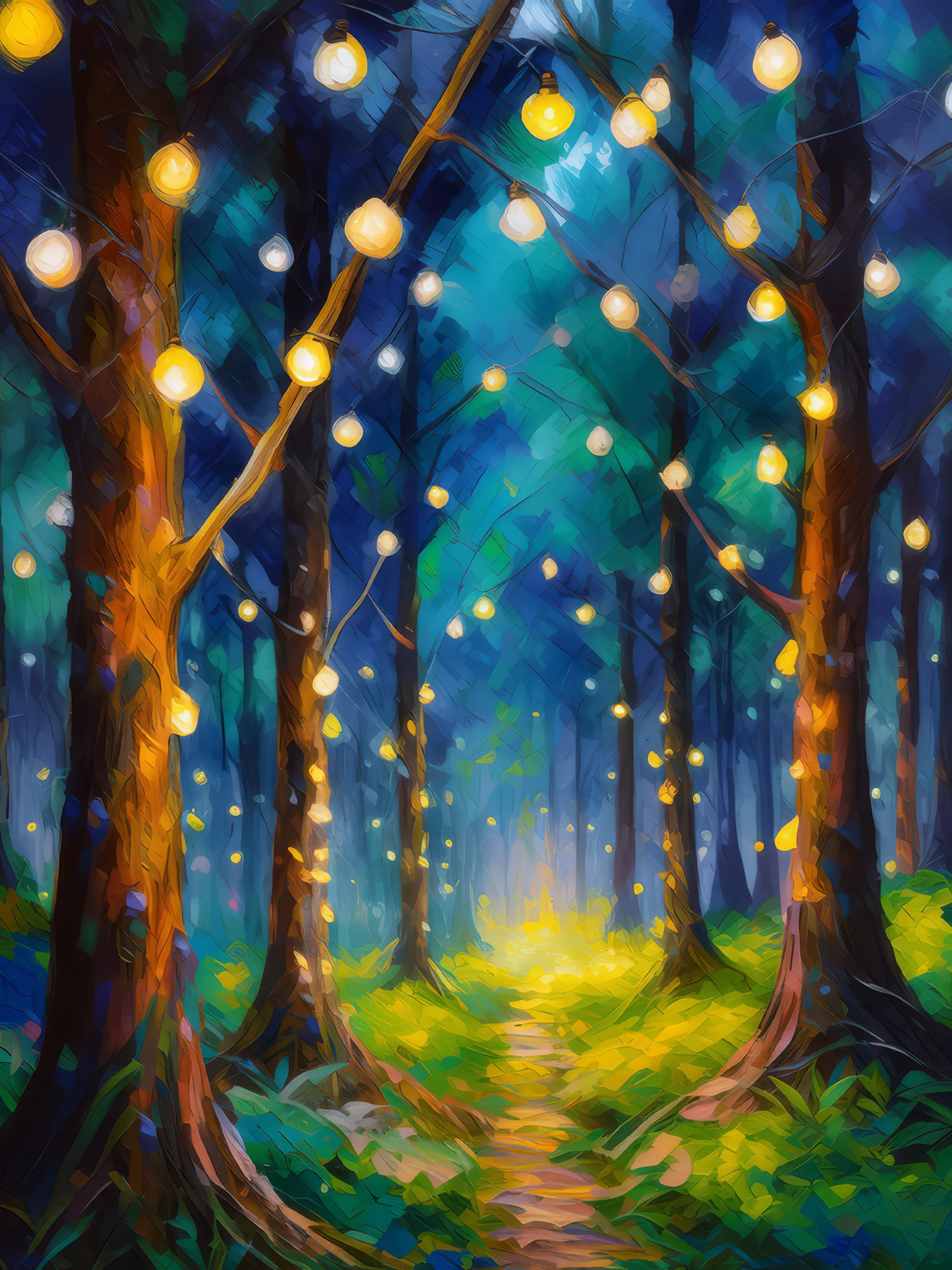 Painting: Forest Fairy Lights