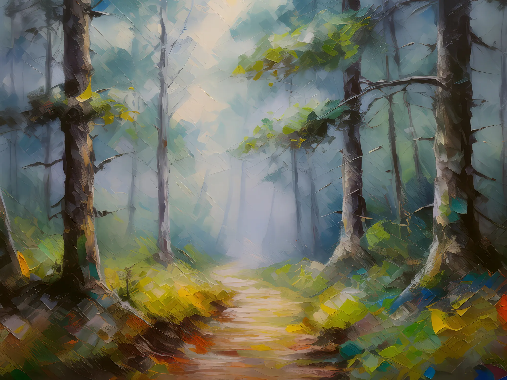 Painting: Forest Foggy Path