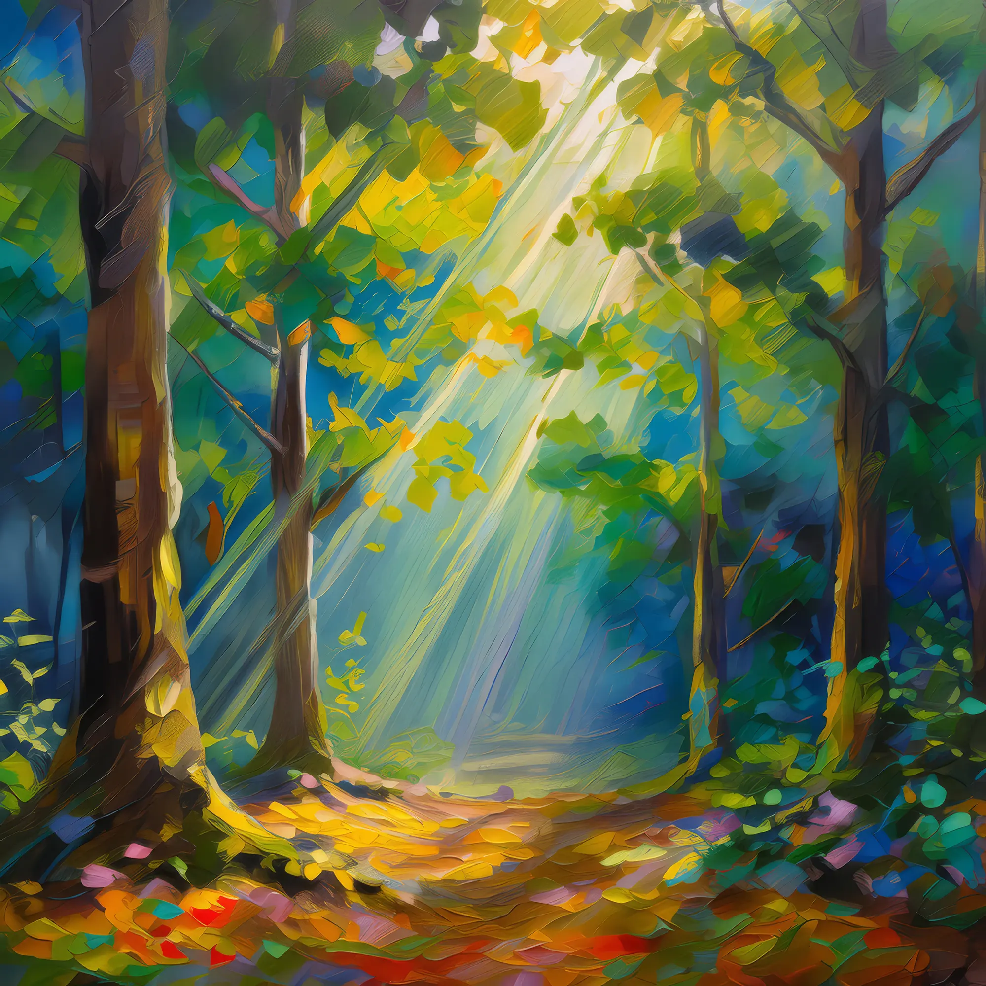 Painting: Forest Light Rays