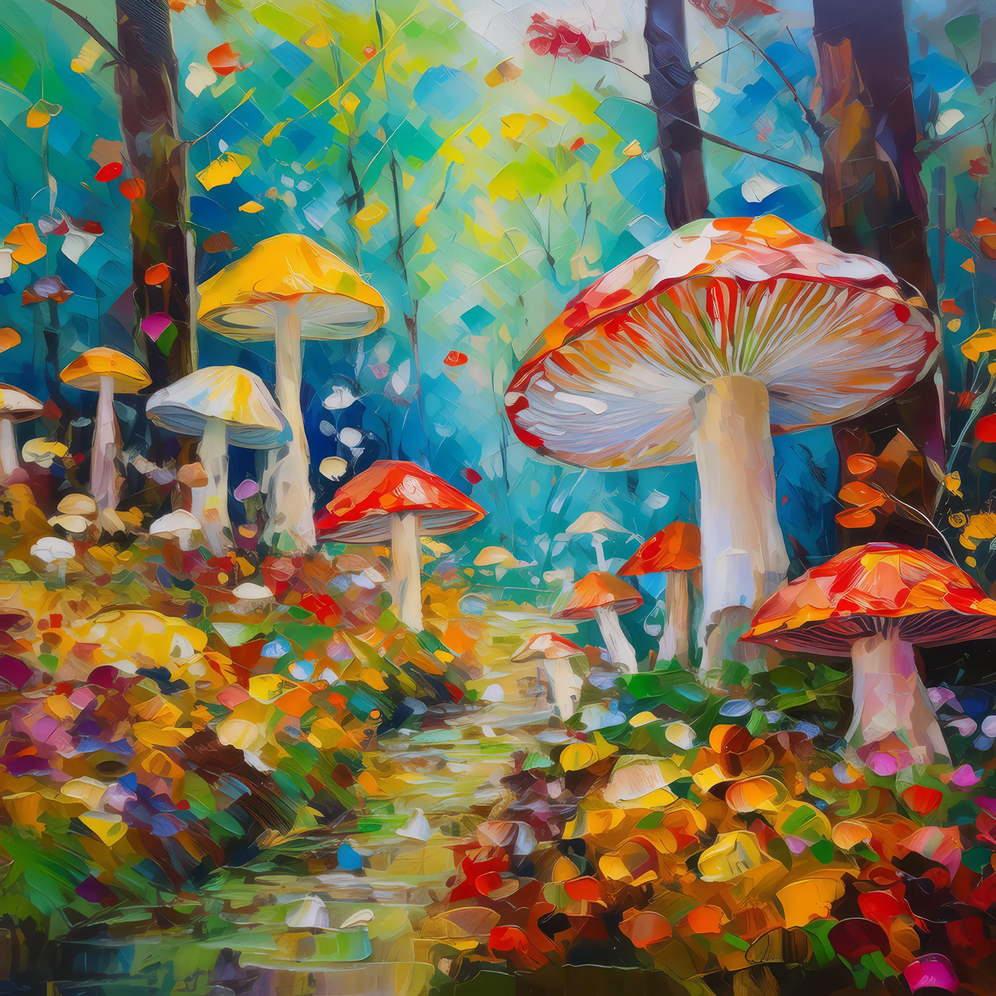 Painting: Forest Mushroom Wonderland